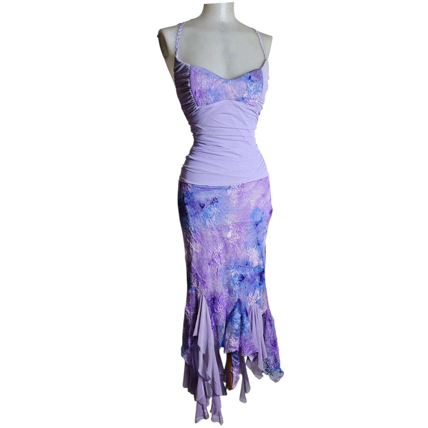 Robe en voile et dentelle dos nu