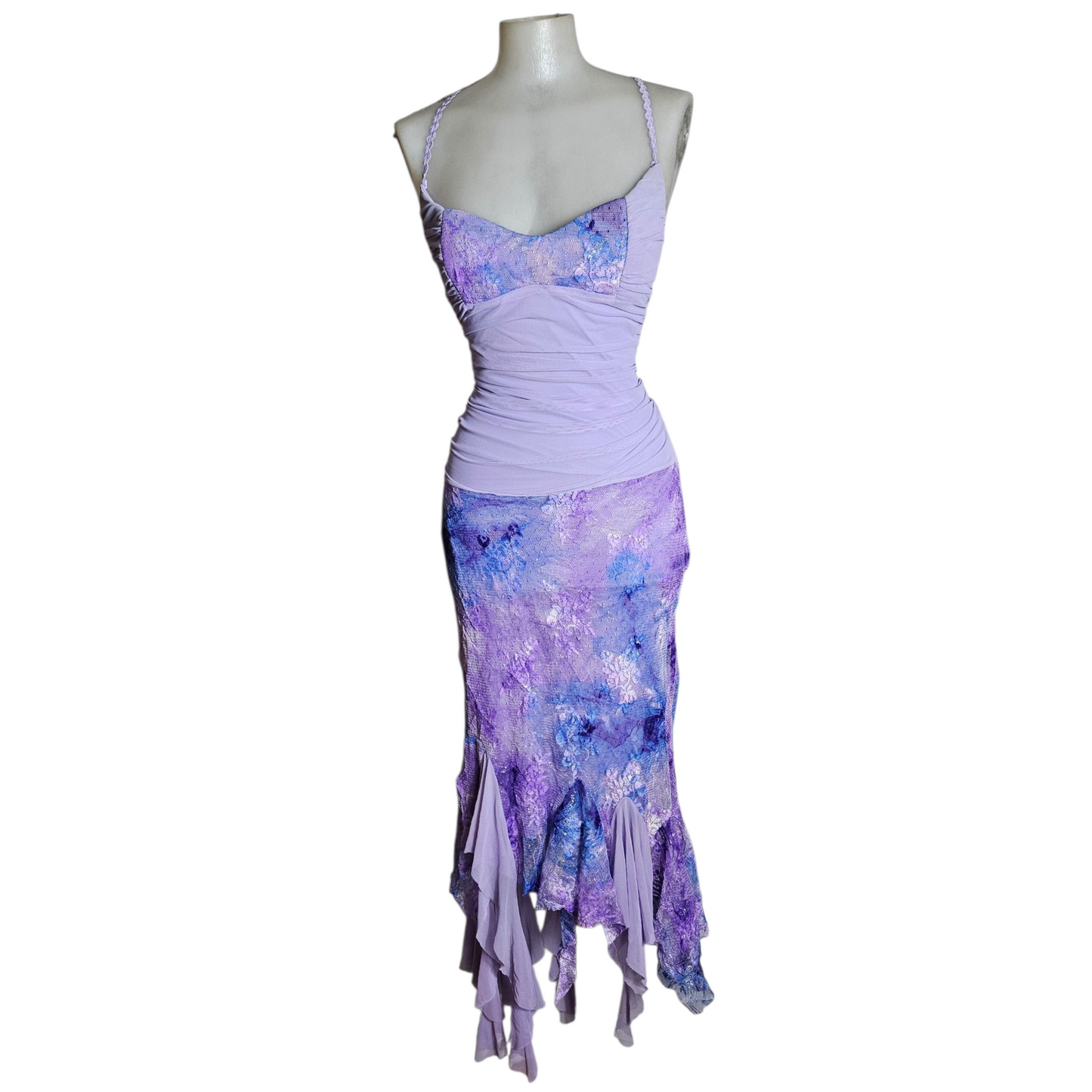 Robe en voile et dentelle dos nu