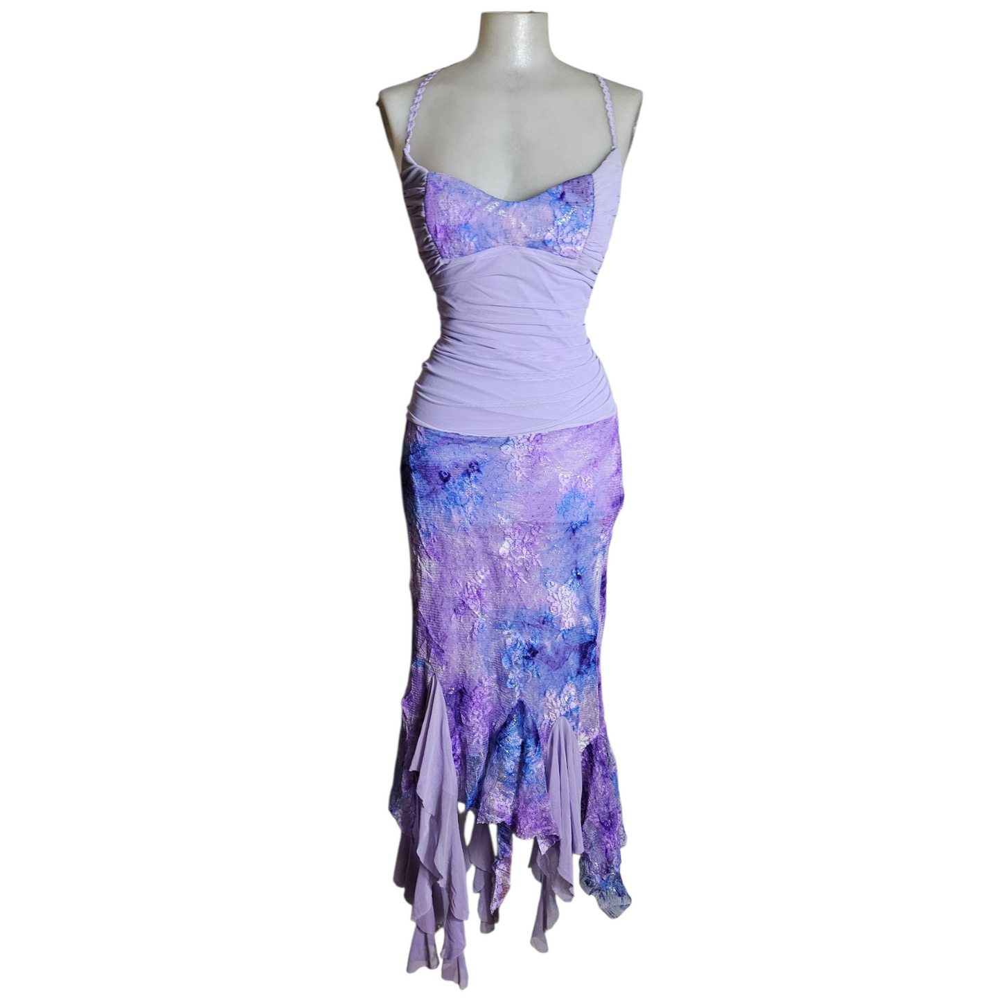 Robe en voile et dentelle dos nu