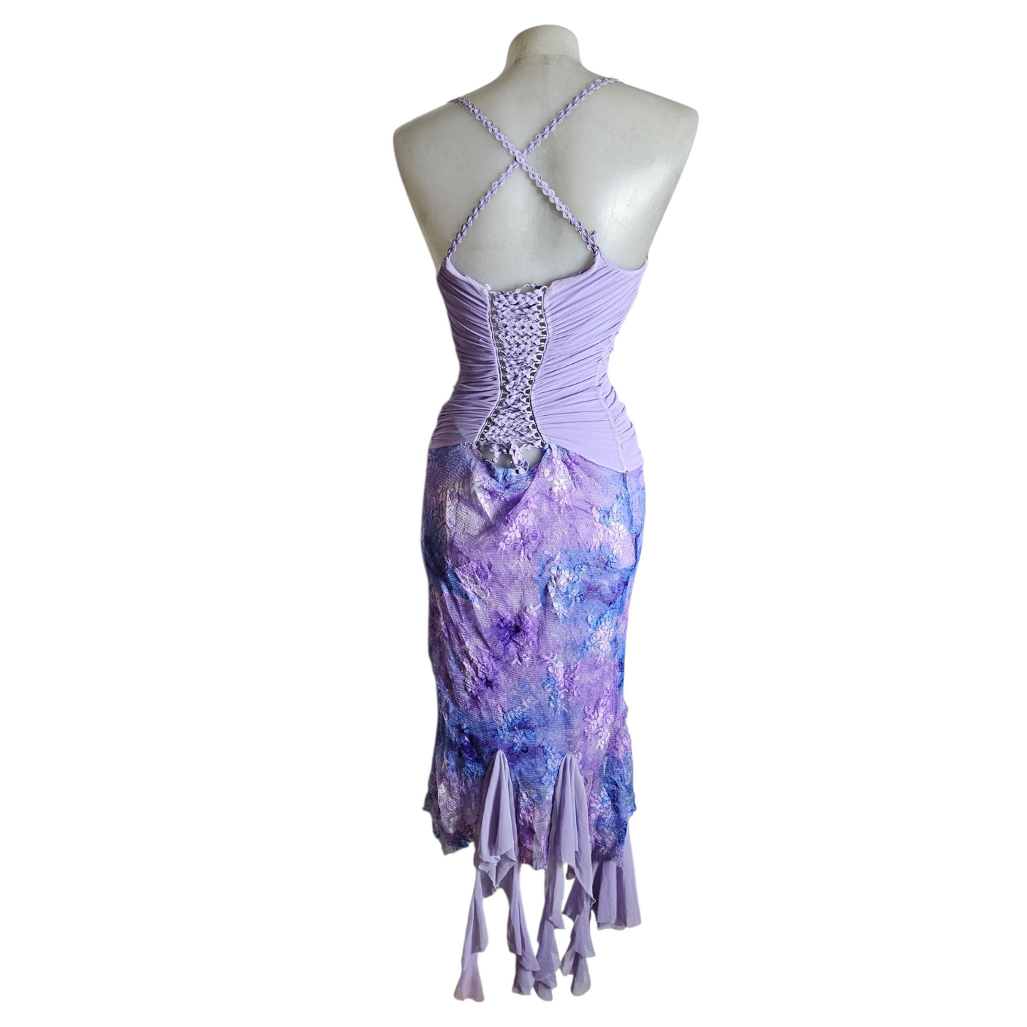 Robe en voile et dentelle dos nu