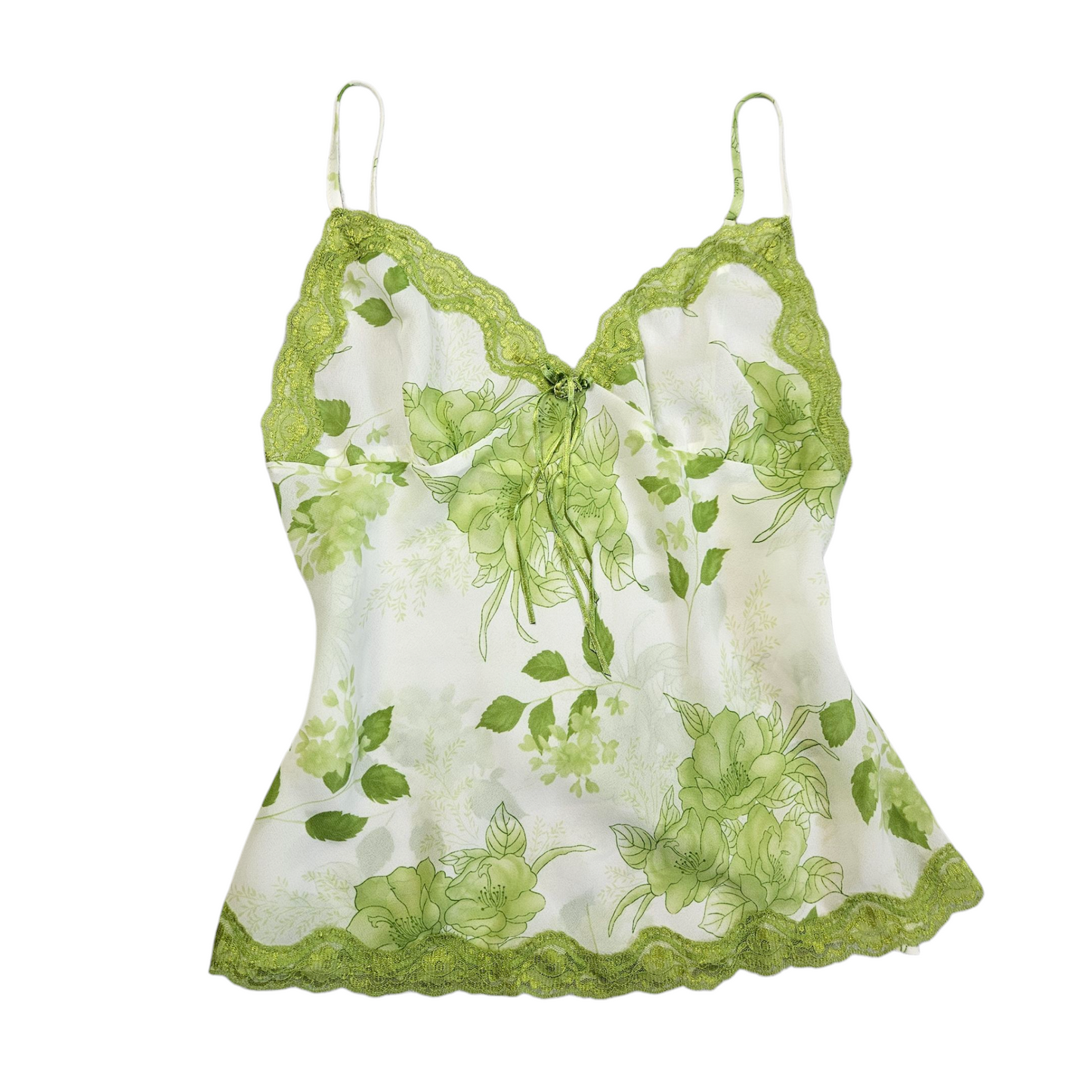 Haut en voile fleuri vert et blanc