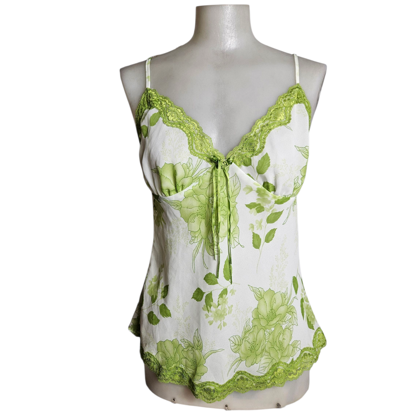 Haut en voile fleuri vert et blanc