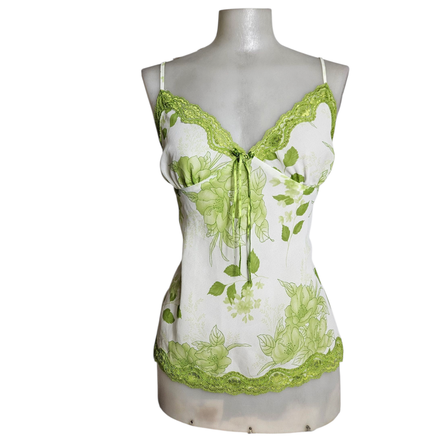 Haut en voile fleuri vert et blanc