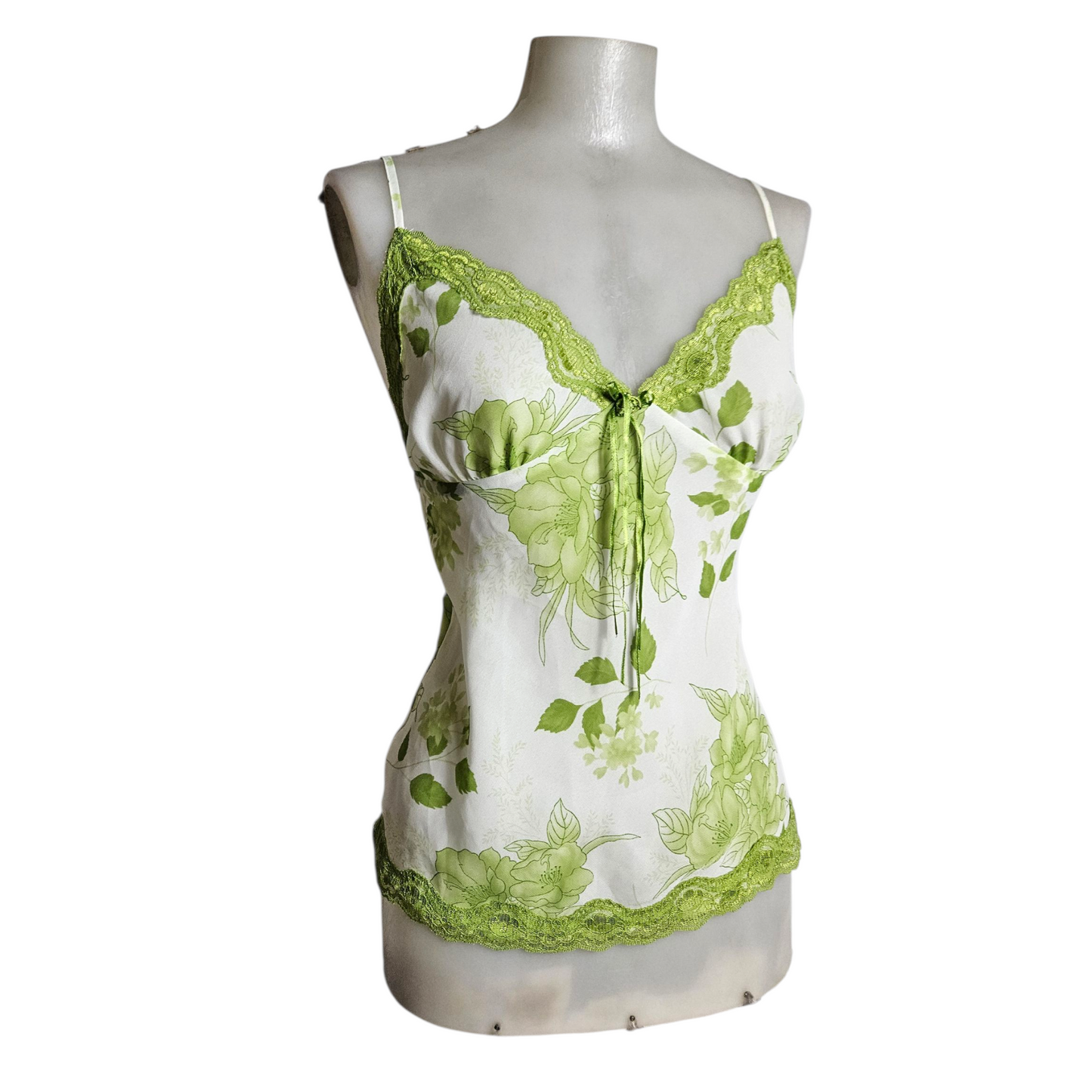 Haut en voile fleuri vert et blanc