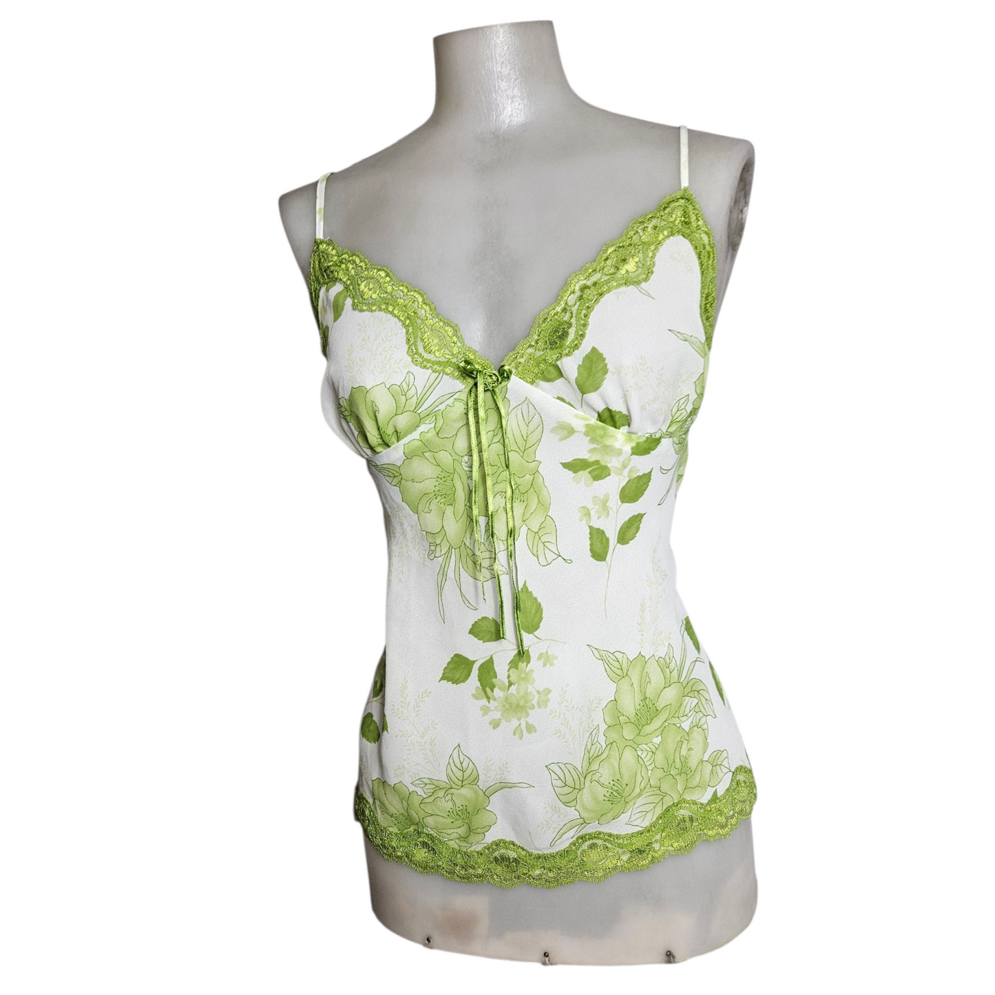 Haut en voile fleuri vert et blanc