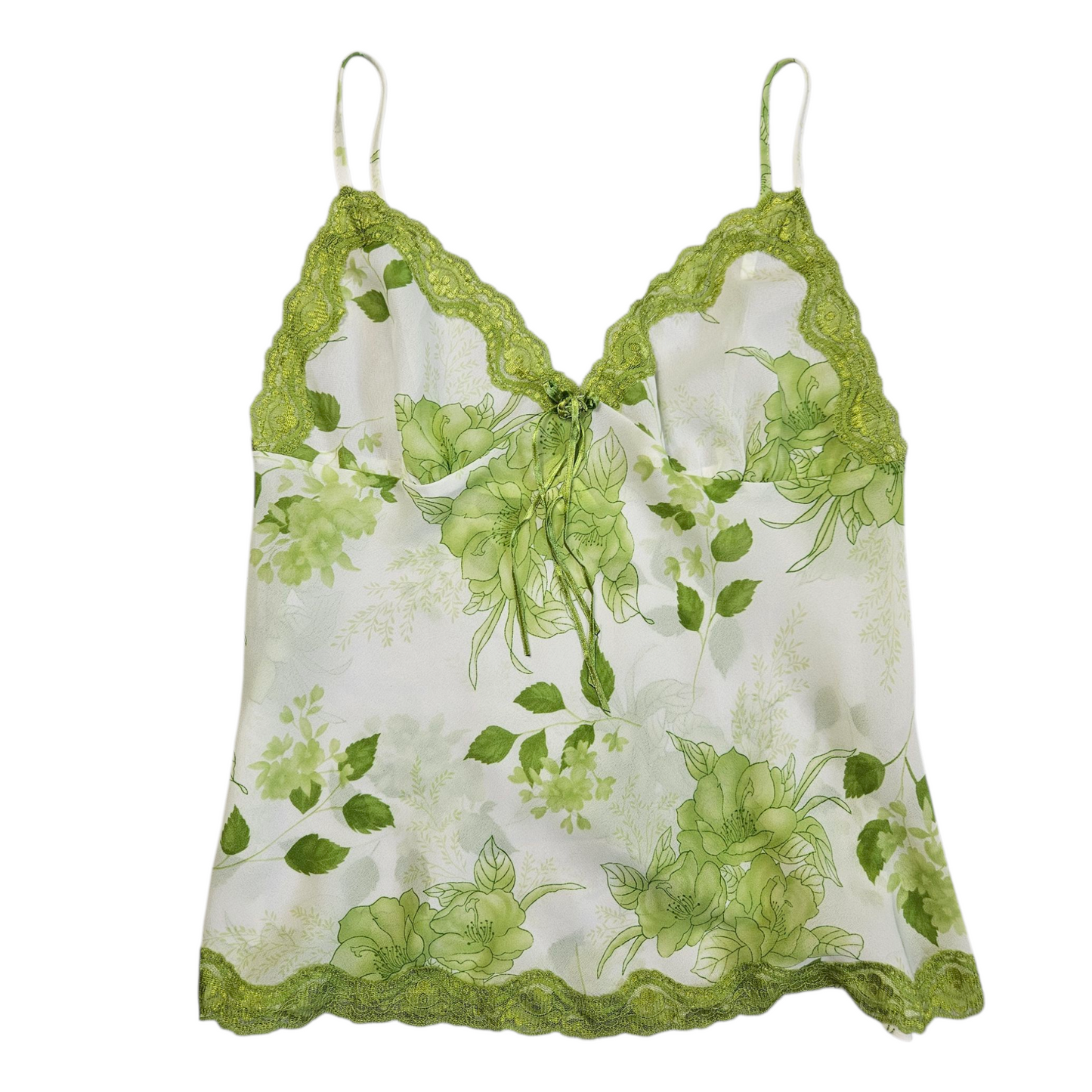 Haut en voile fleuri vert et blanc