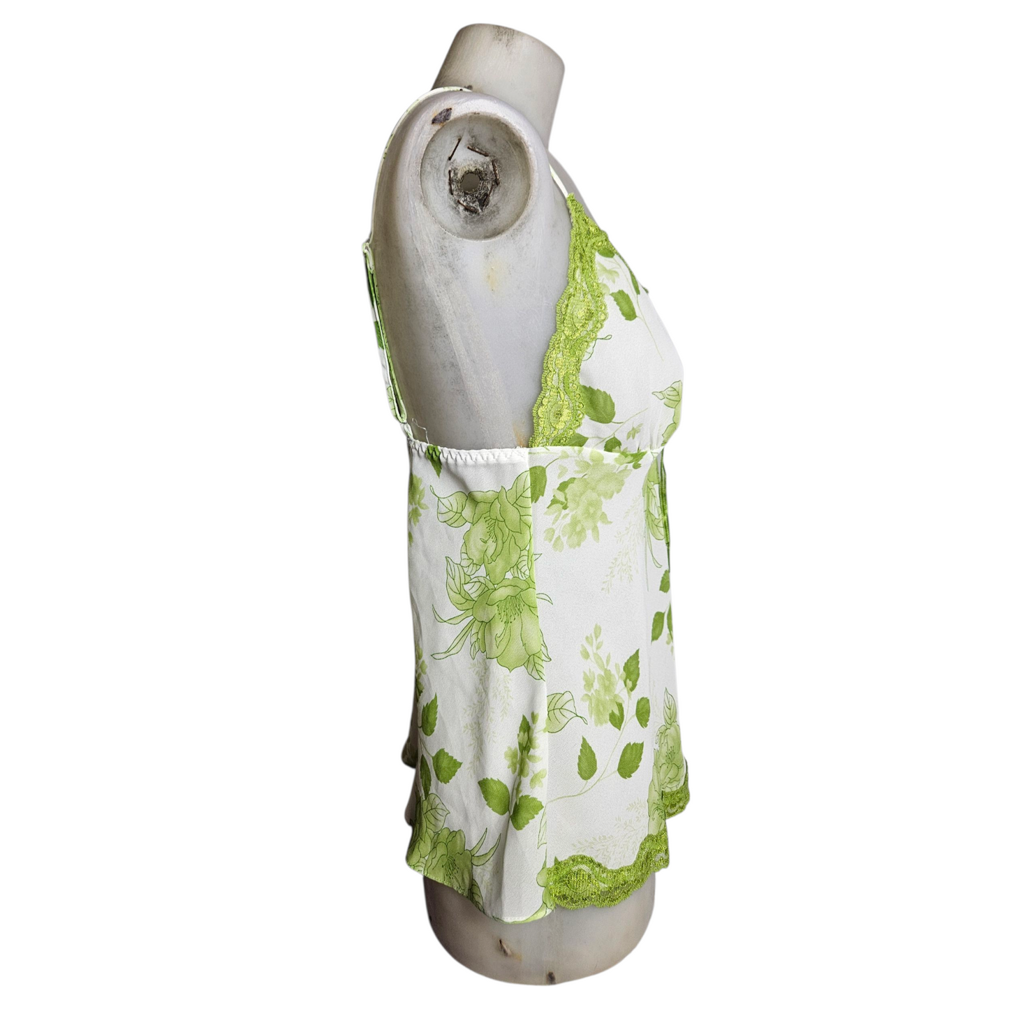 Haut en voile fleuri vert et blanc