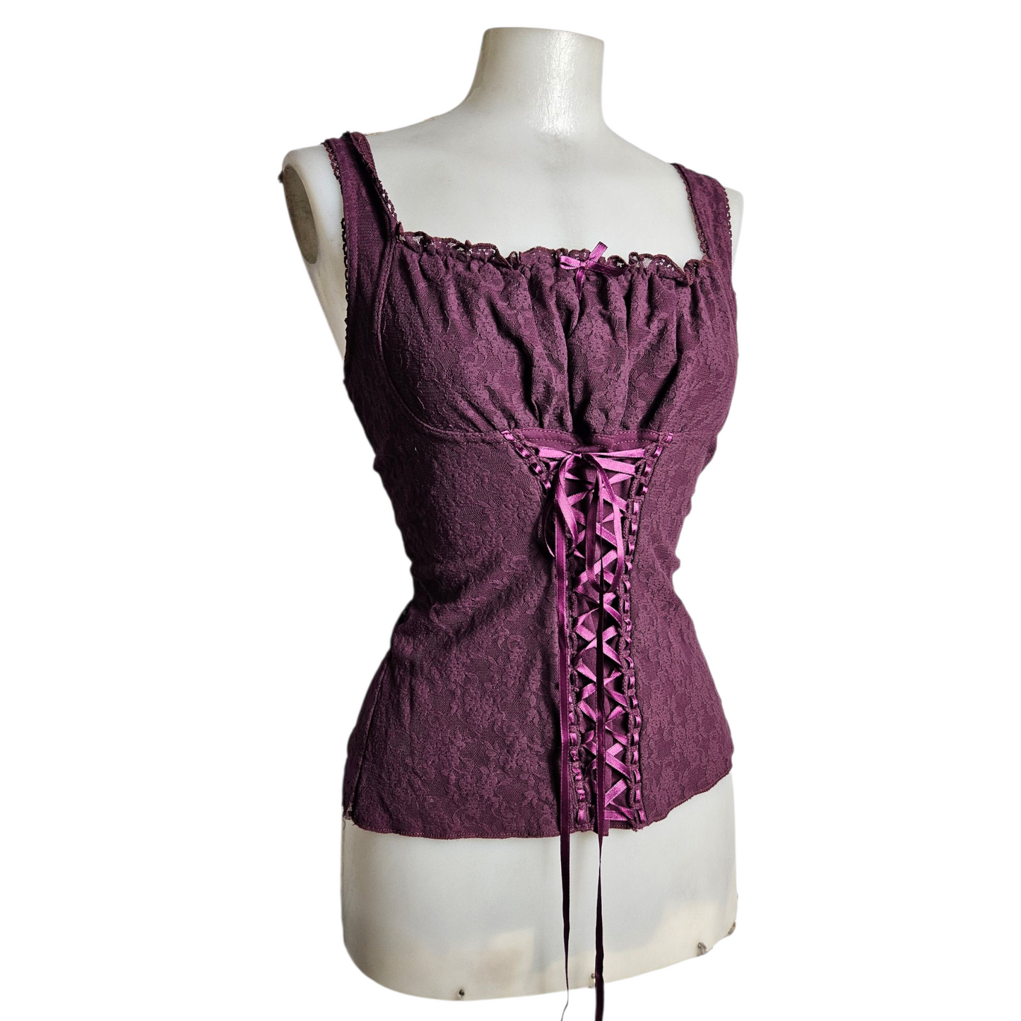 Haut esprit corset dentelle et laçage