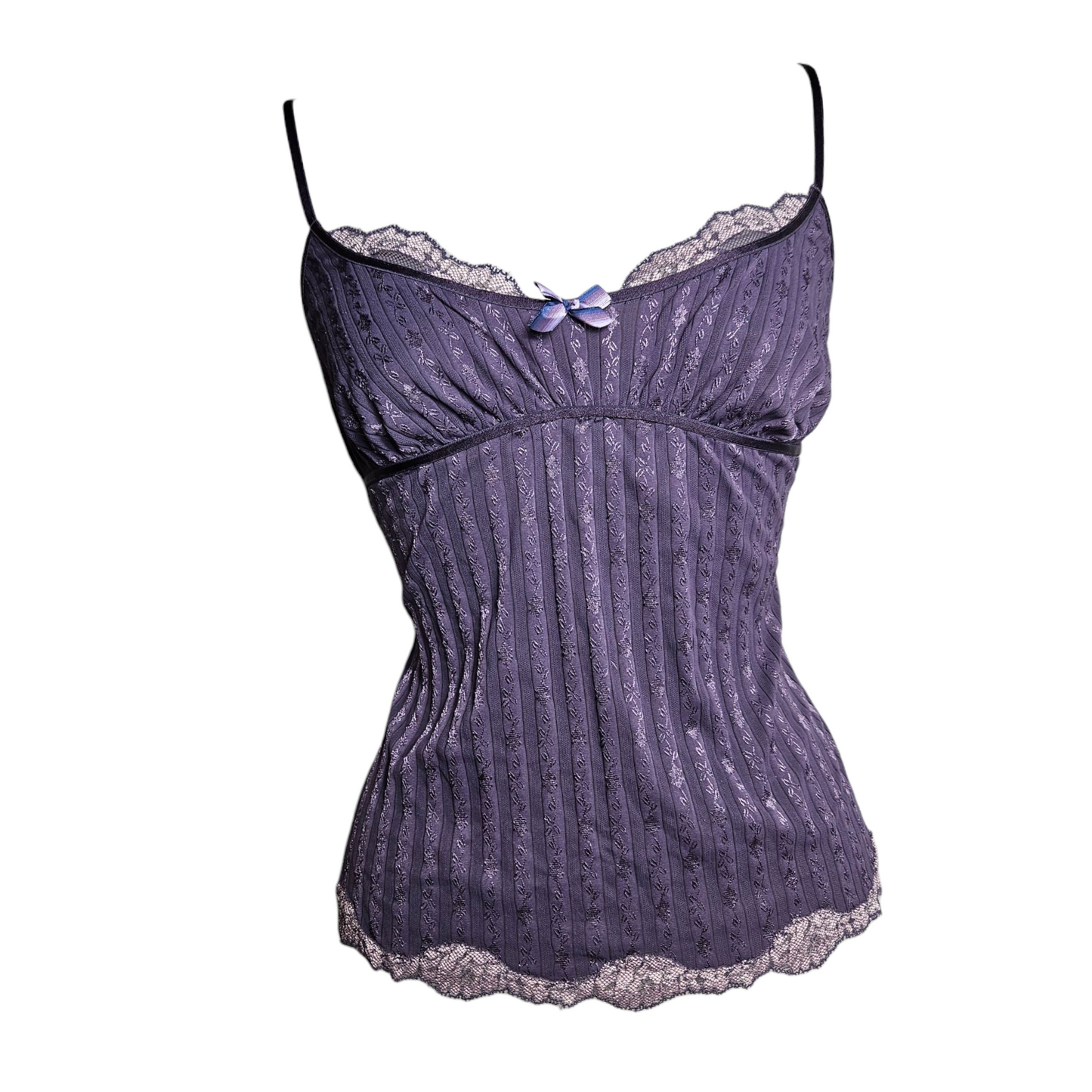 Haut rayé satin et dentelle