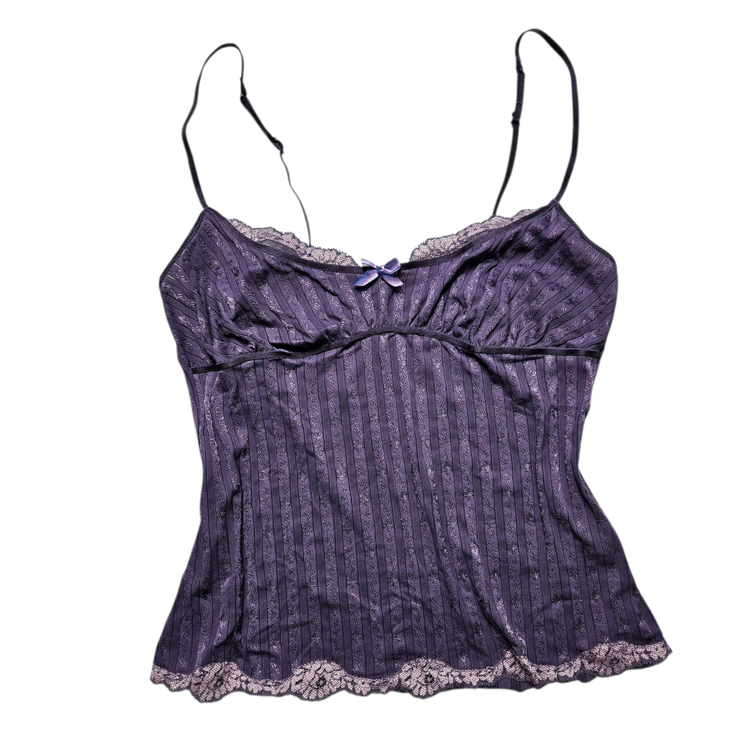 Haut rayé satin et dentelle