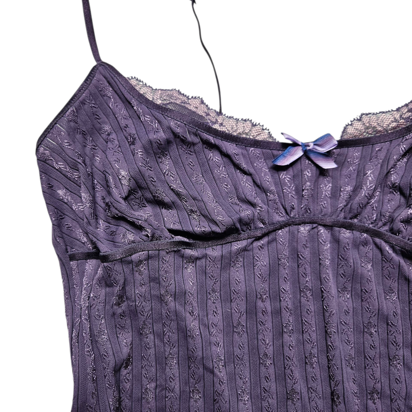 Haut rayé satin et dentelle