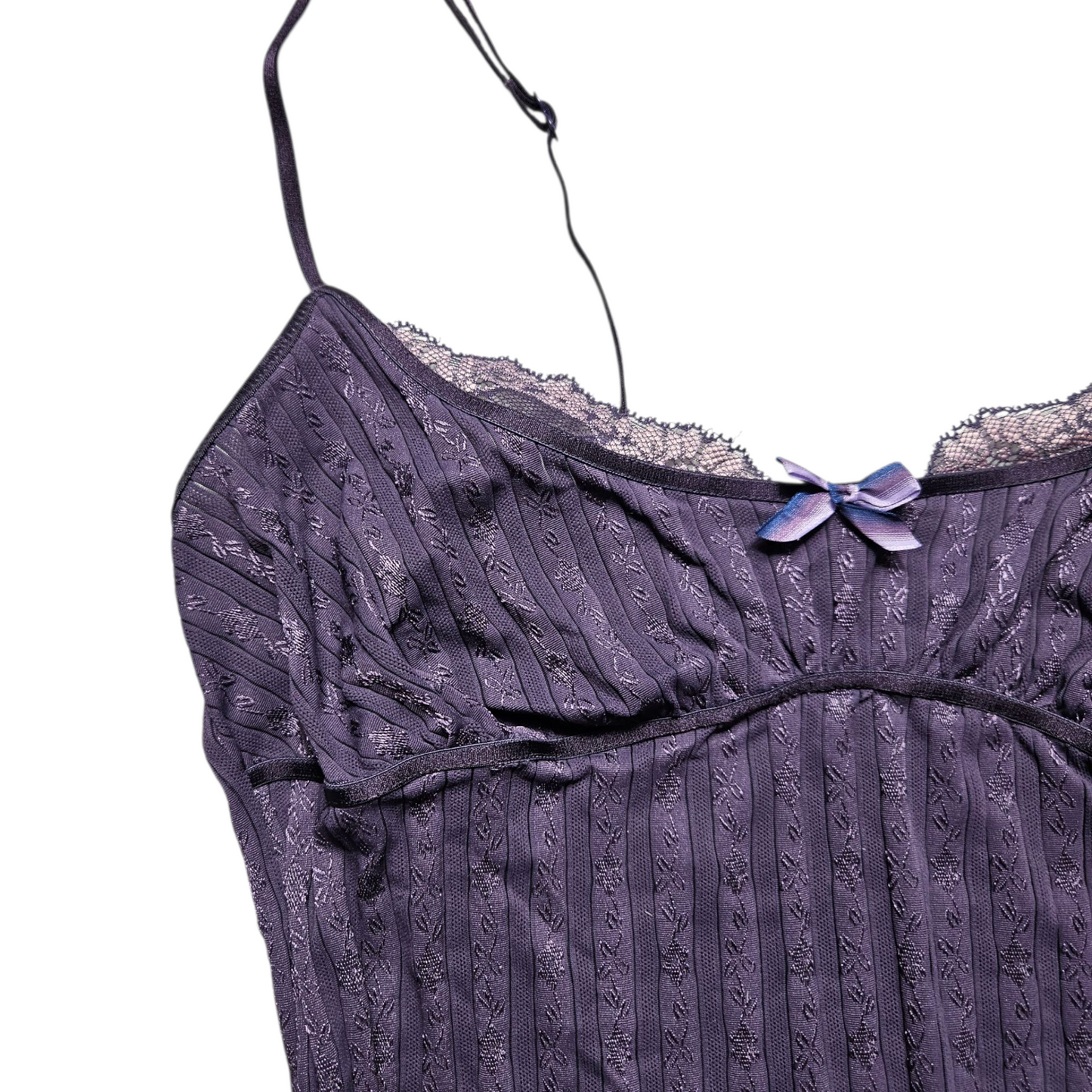 Haut rayé satin et dentelle