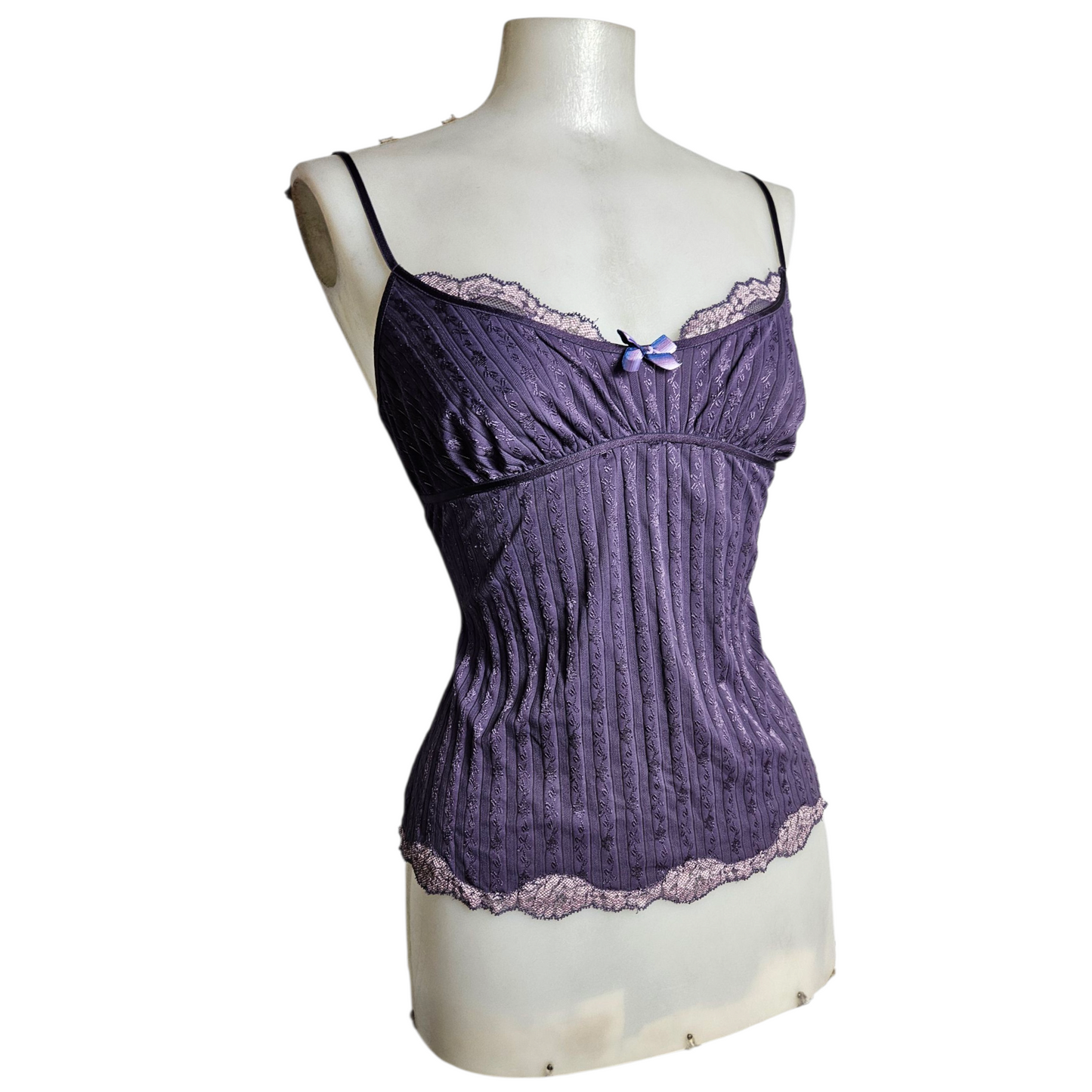 Haut rayé satin et dentelle