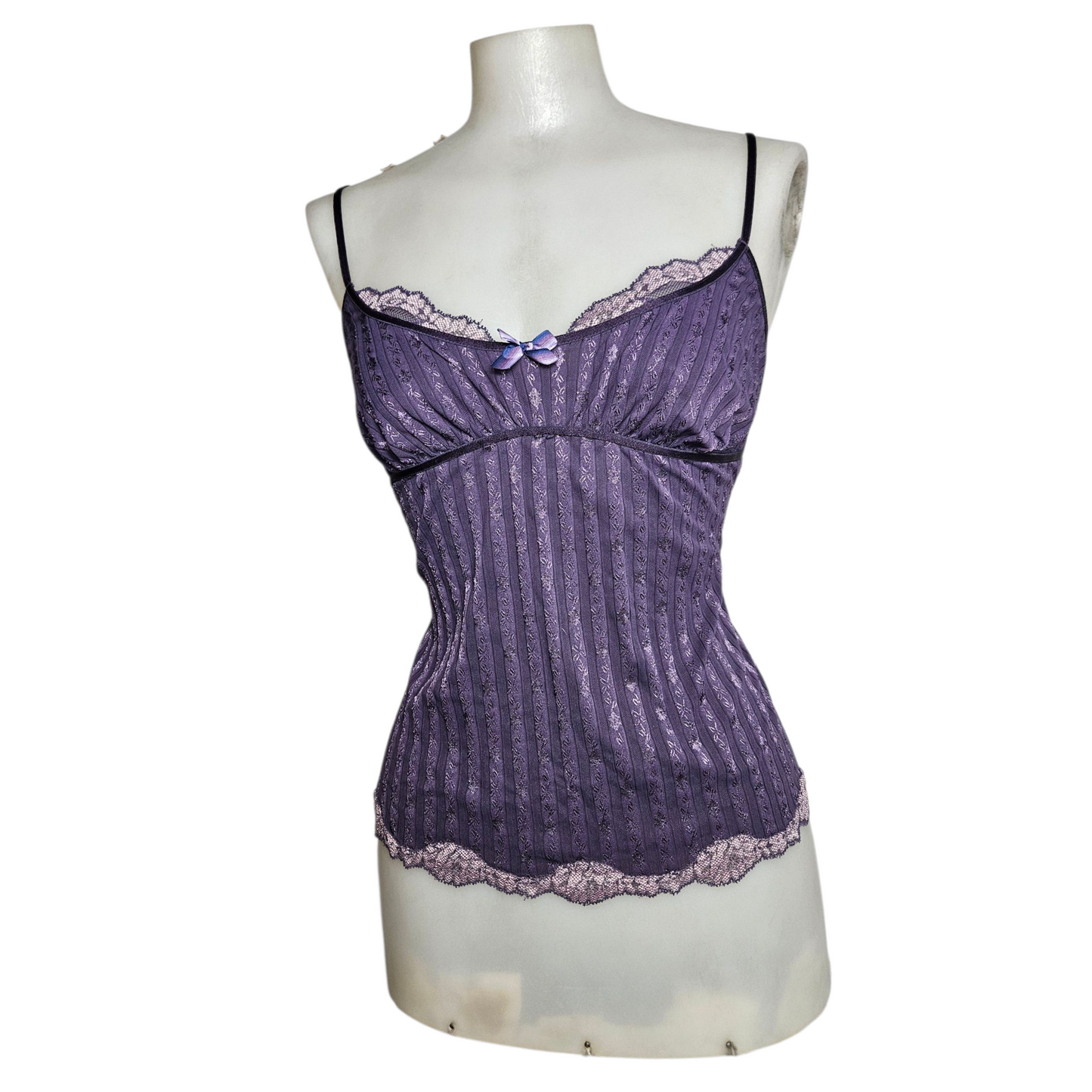 Haut rayé satin et dentelle