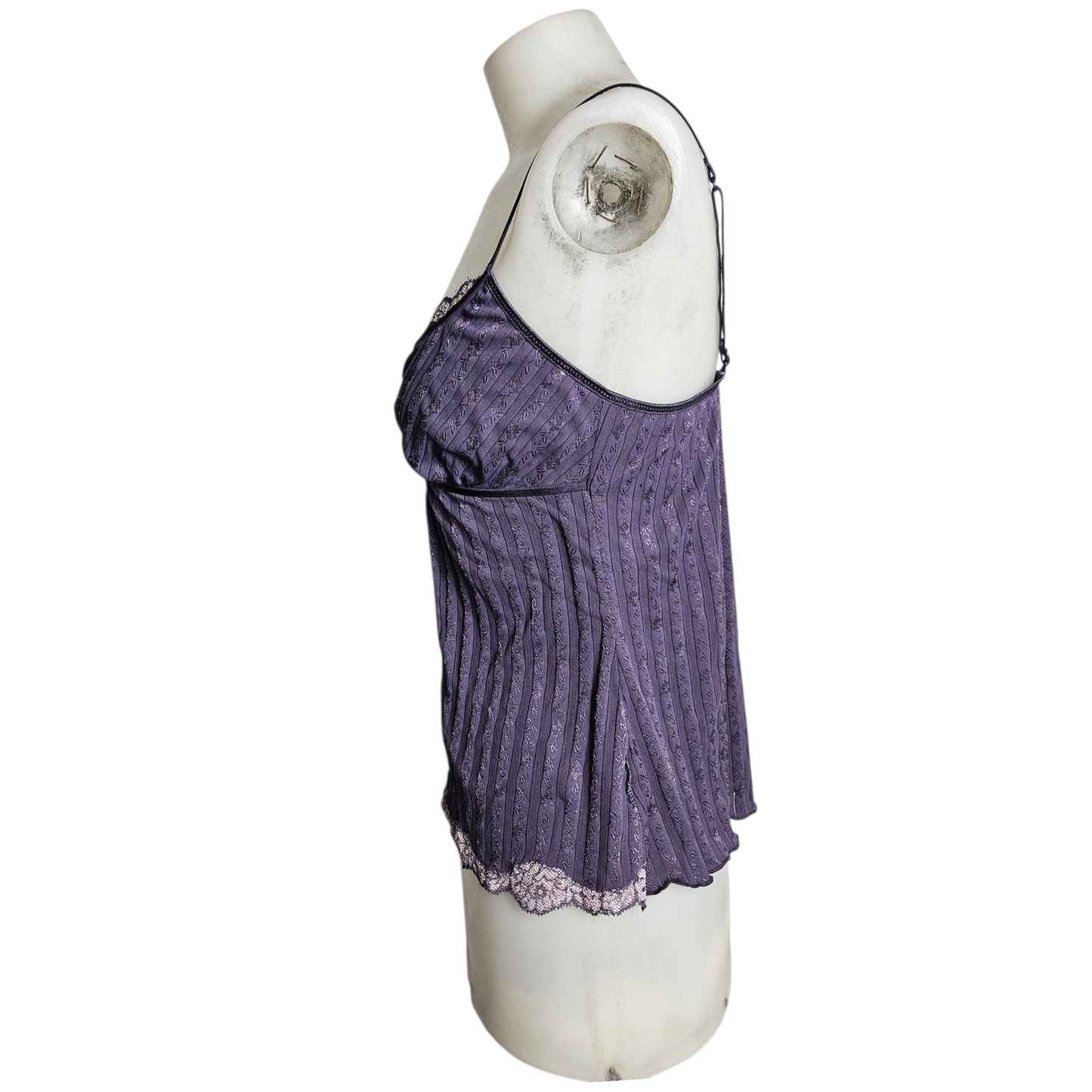 Haut rayé satin et dentelle