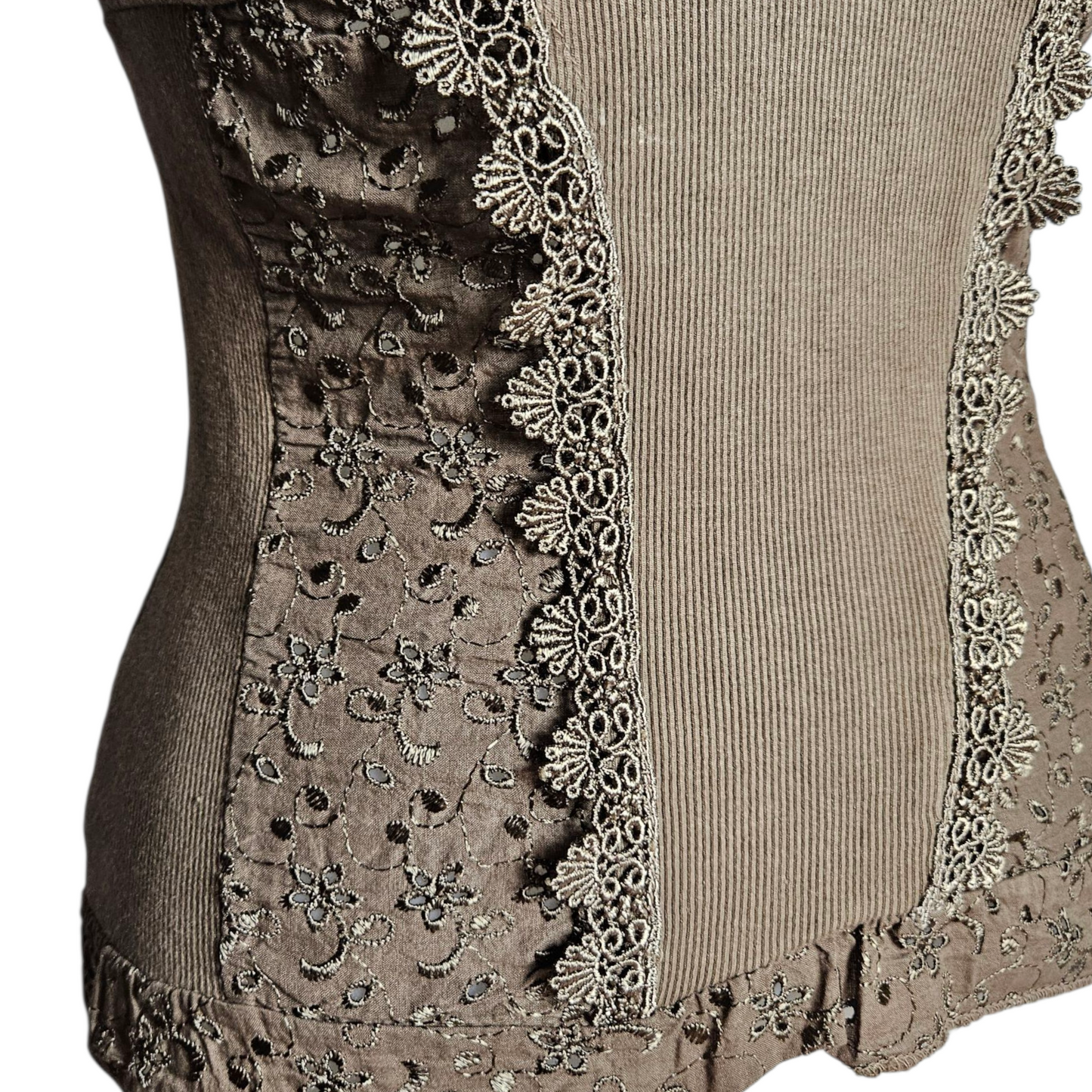 Haut marron détails dentelle