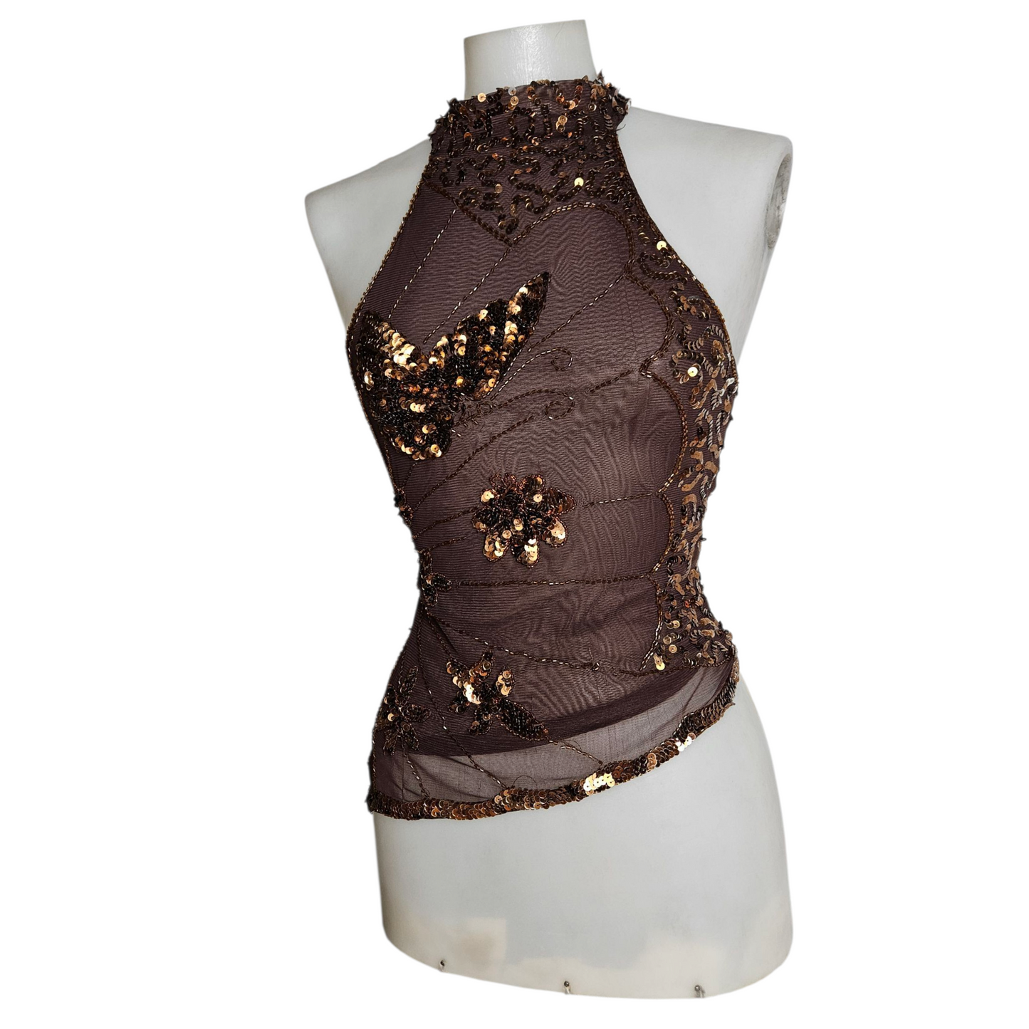Haut en voile sequins formant des papillons