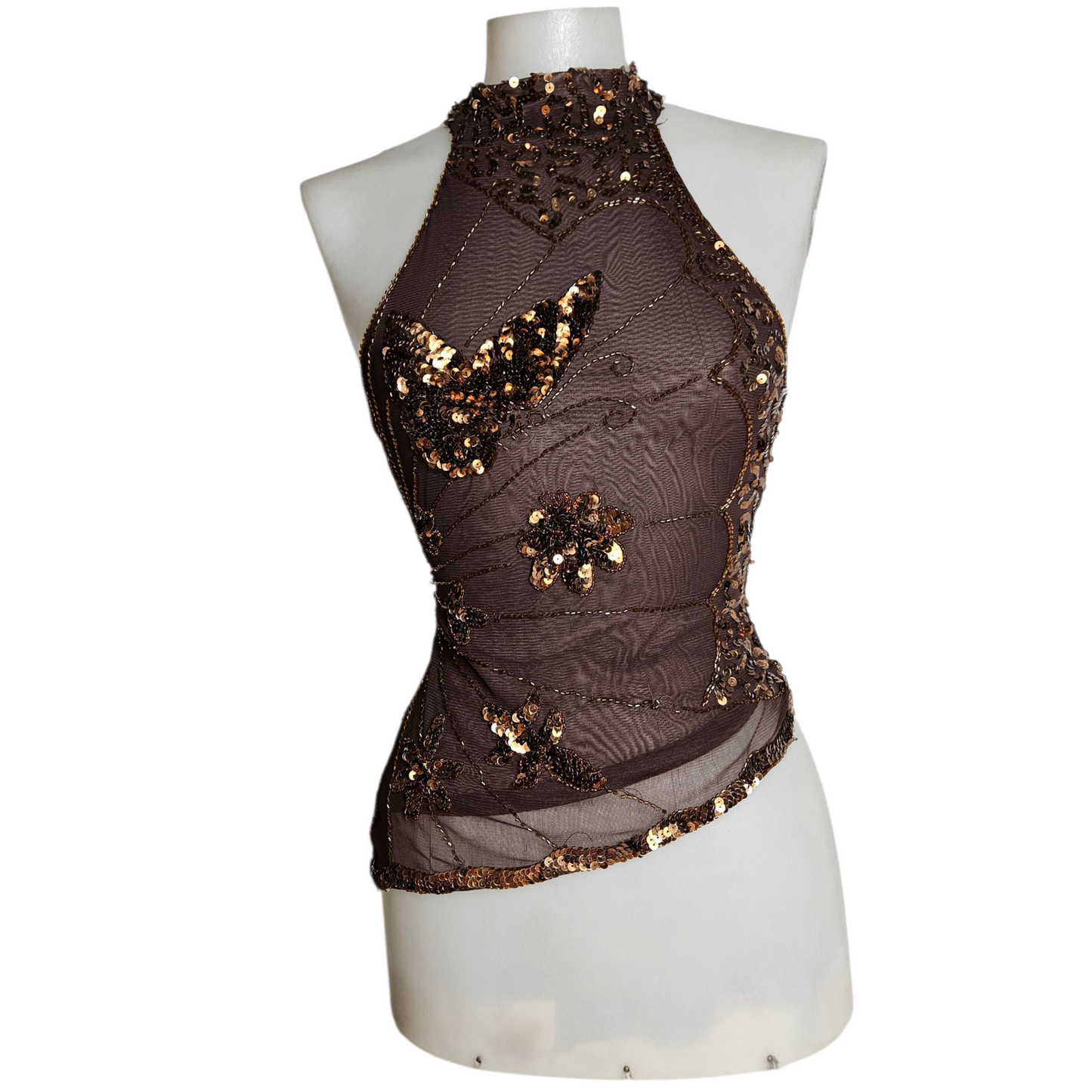 Haut en voile sequins formant des papillons