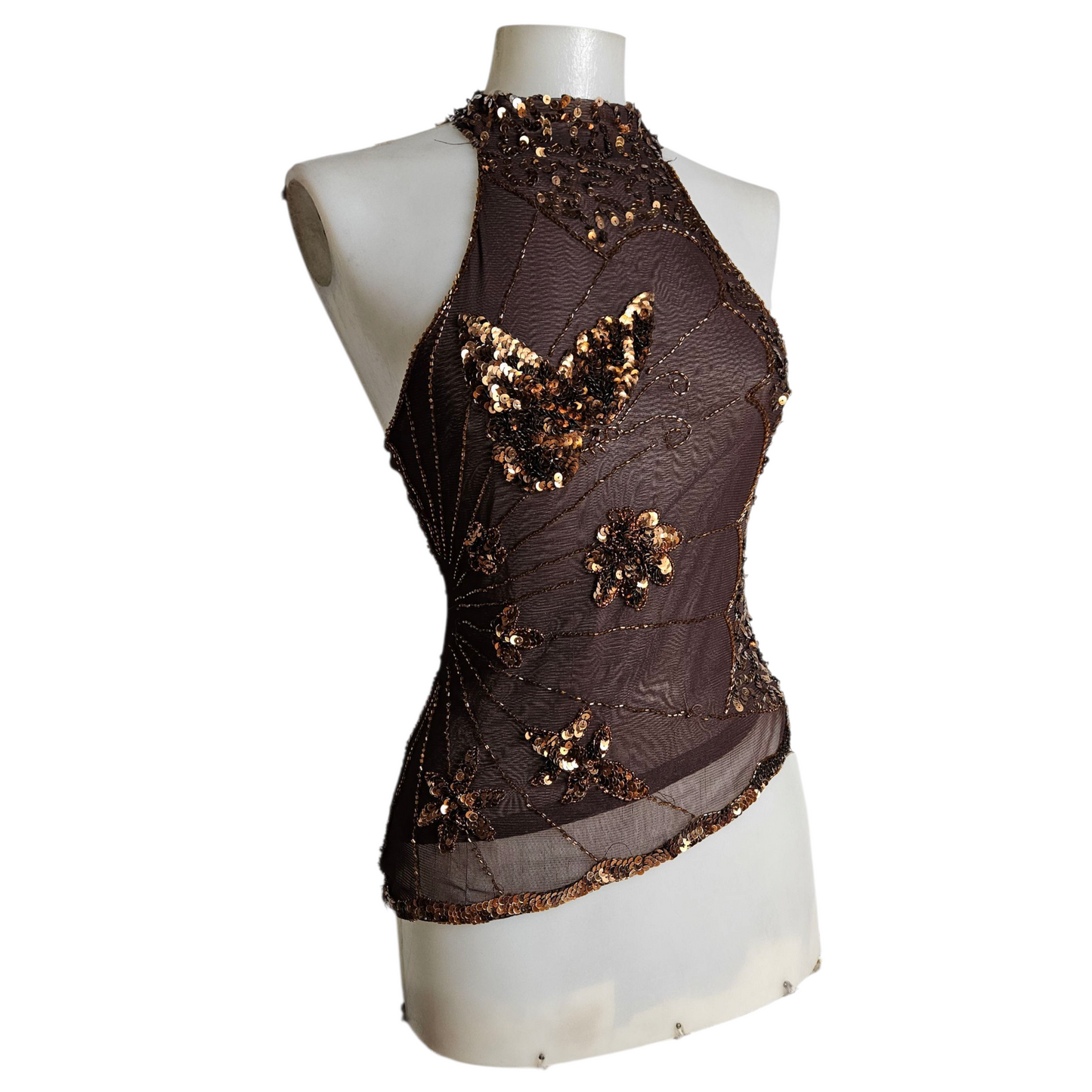 Haut en voile sequins formant des papillons