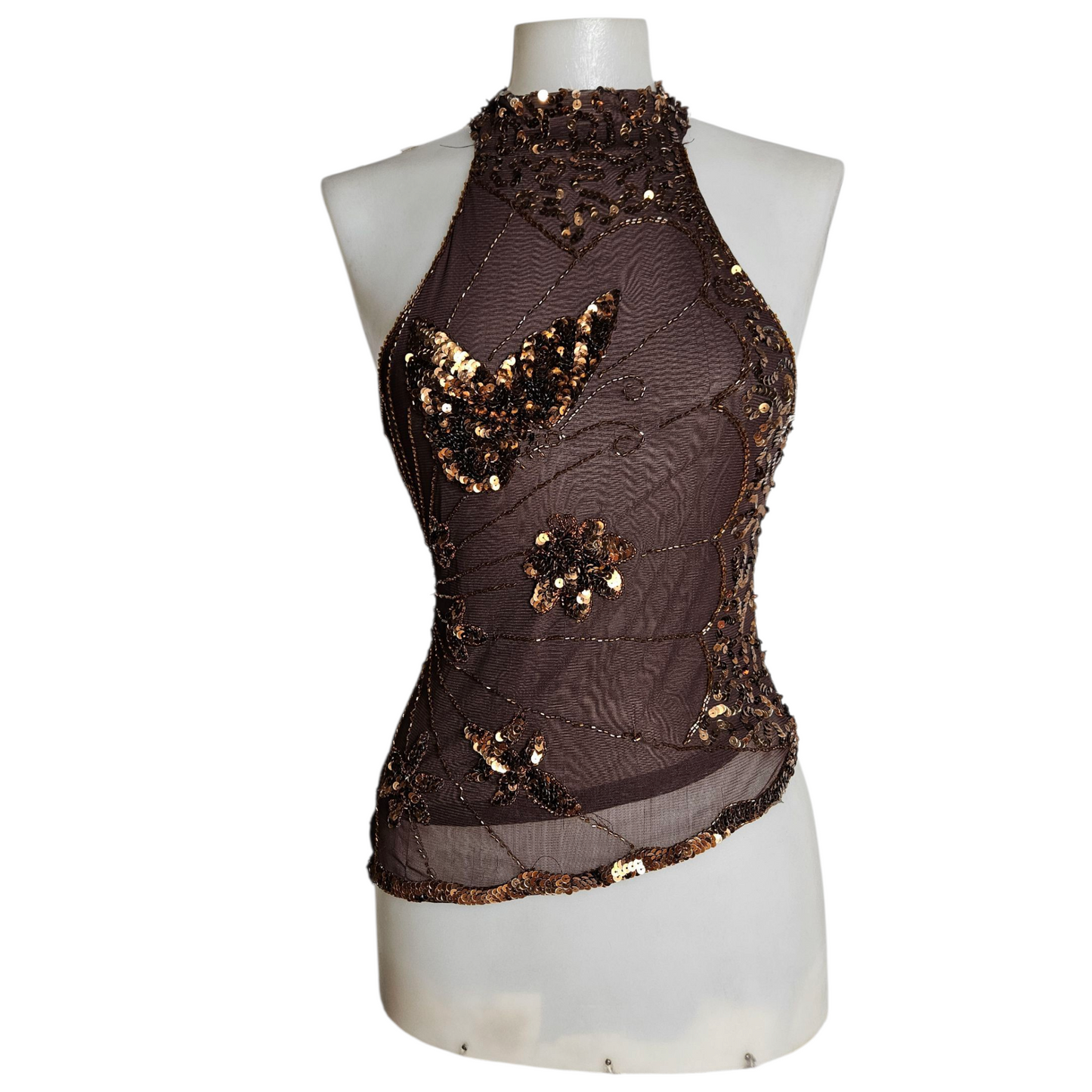 Haut en voile sequins formant des papillons