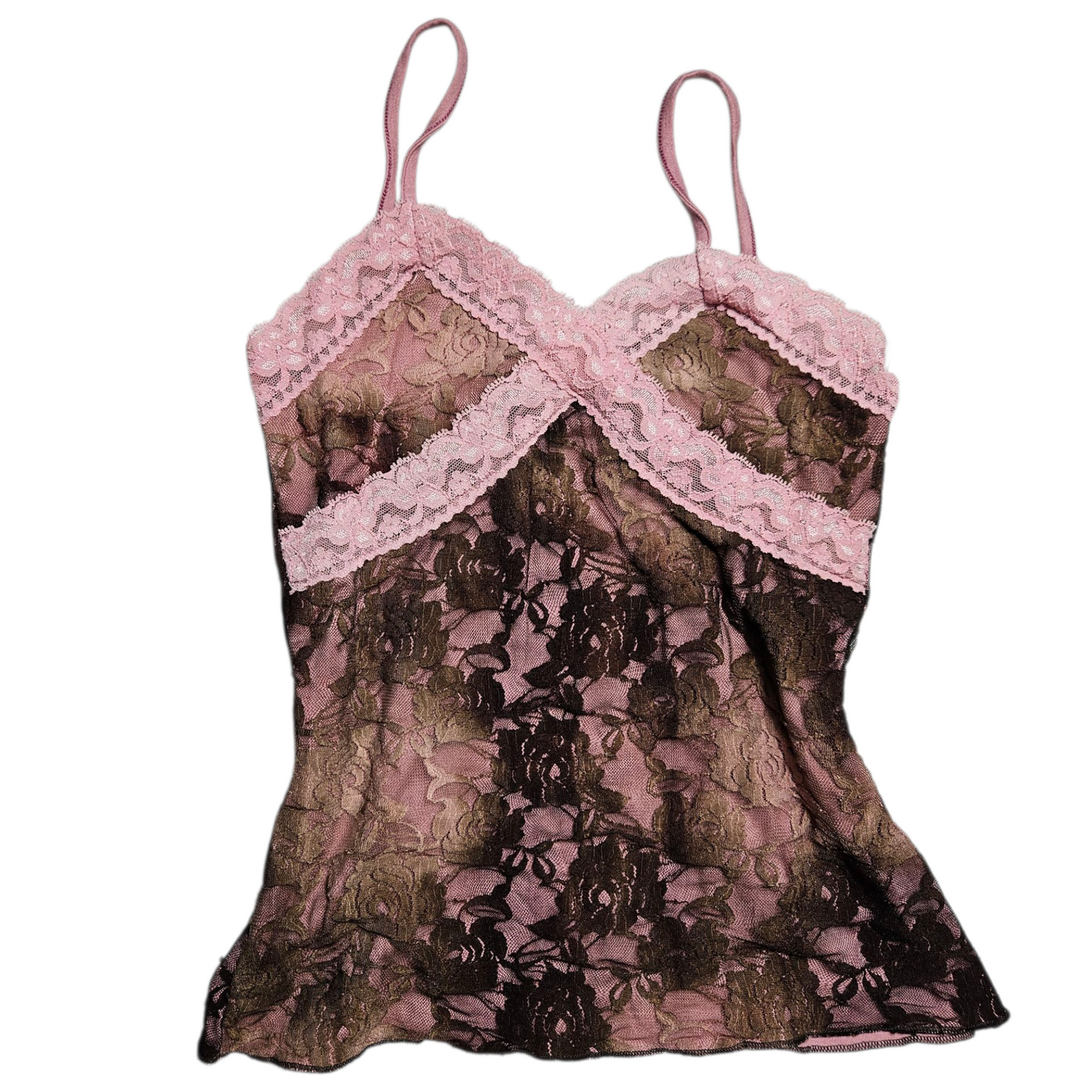 Haut tie and Dye dentelle rose et marron