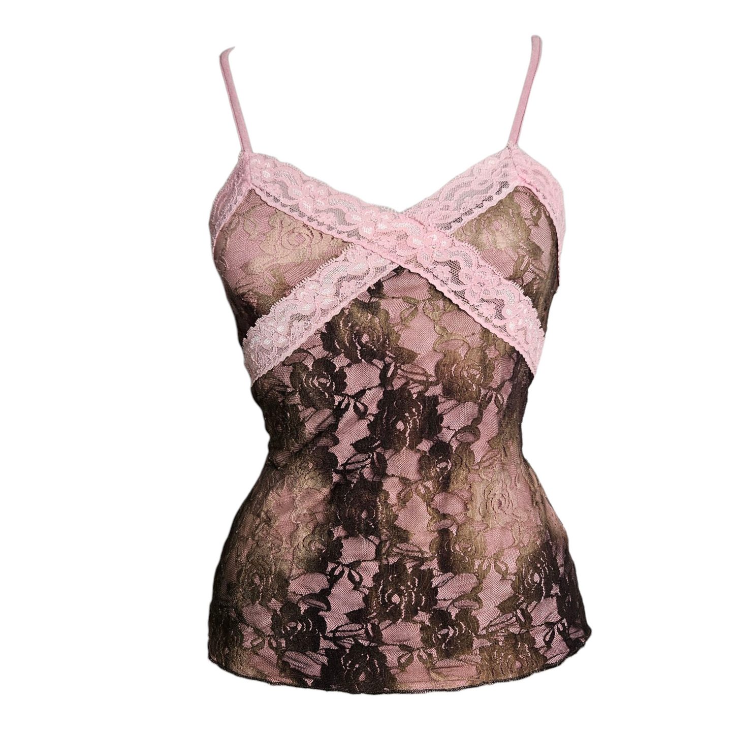 Haut tie and Dye dentelle rose et marron
