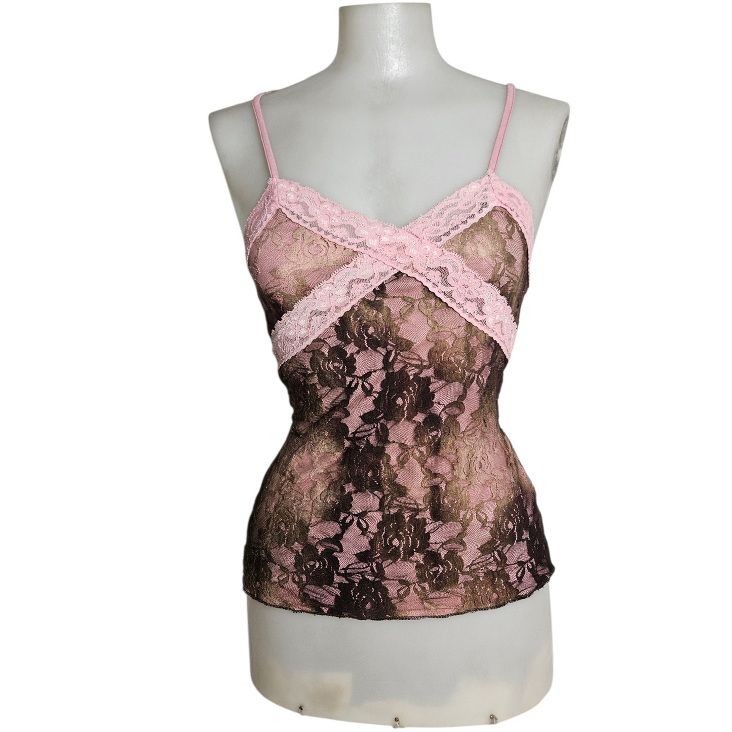 Haut tie and Dye dentelle rose et marron