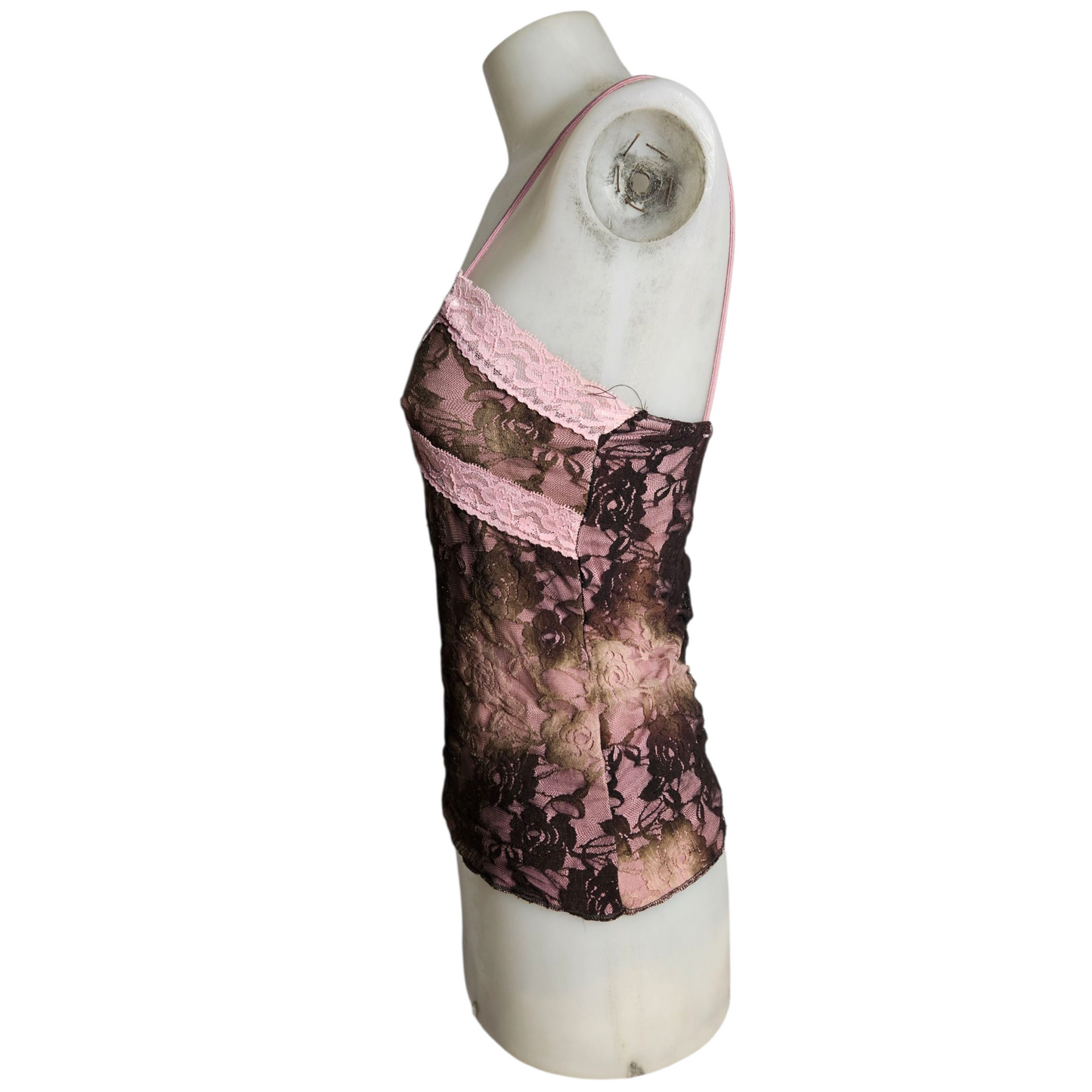 Haut tie and Dye dentelle rose et marron