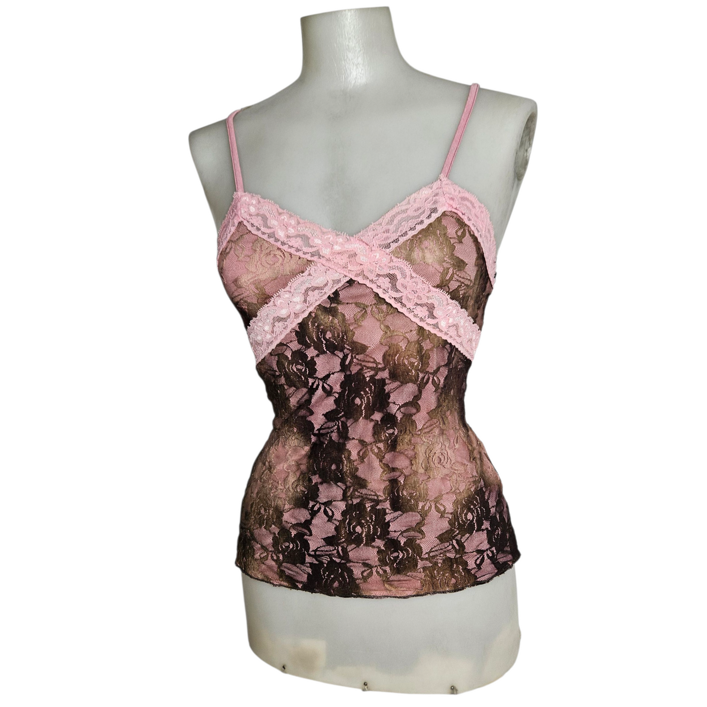 Haut tie and Dye dentelle rose et marron