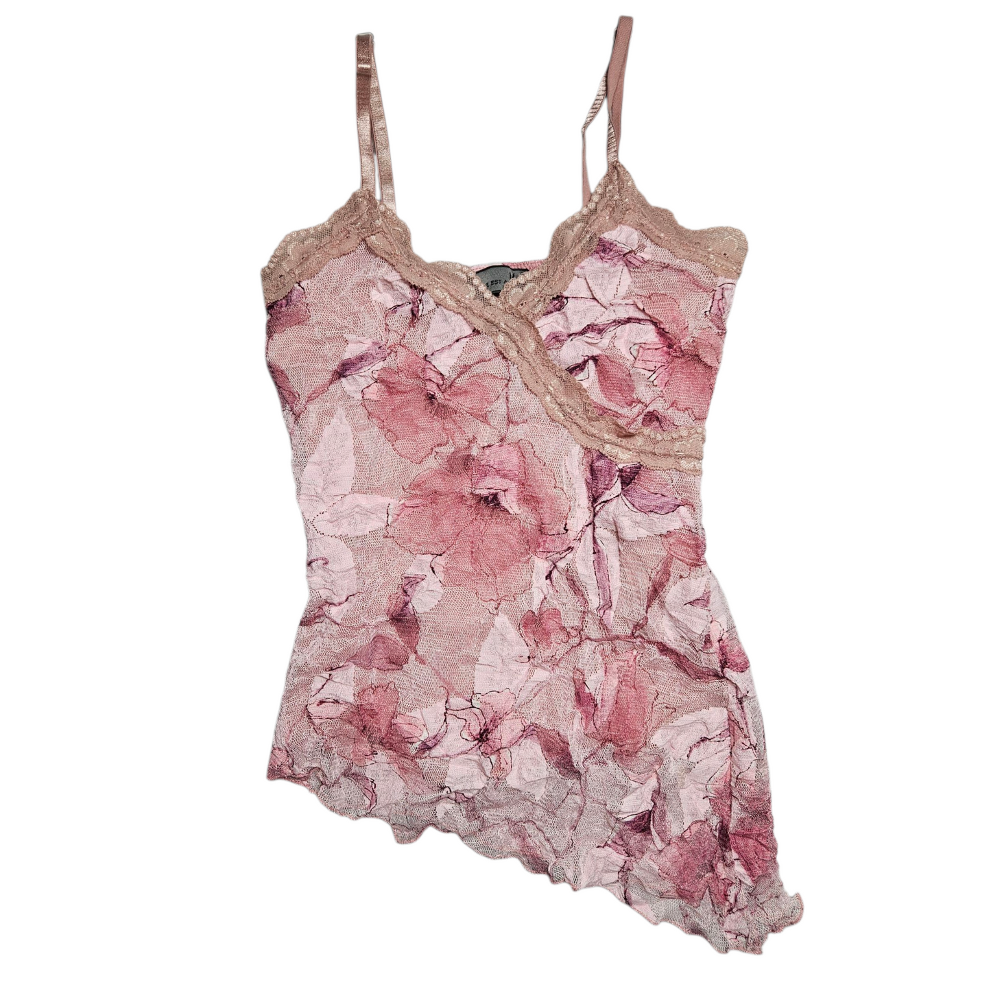 Haut en dentelle florale tons roses