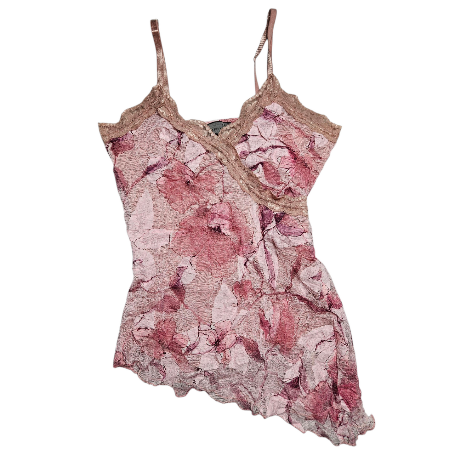 Haut en dentelle florale tons roses
