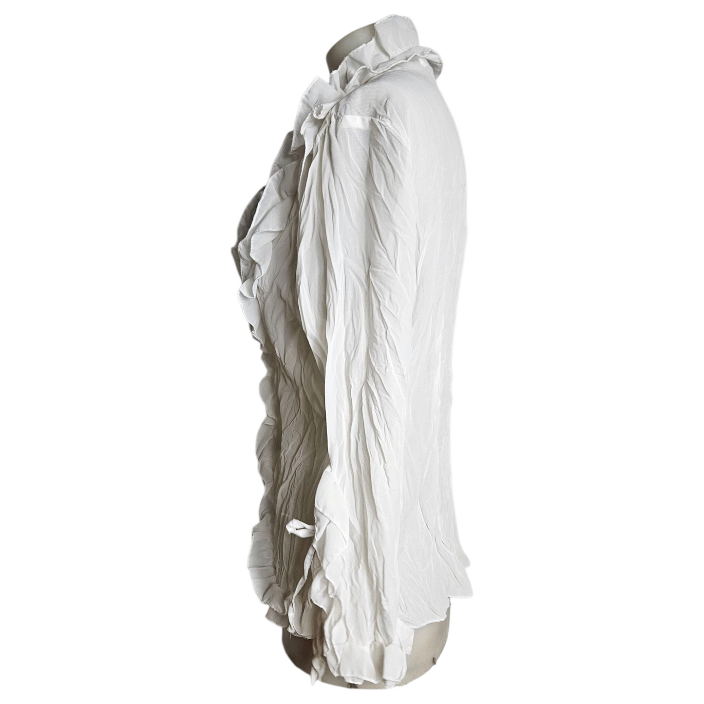Chemisier en voile à volants blanc