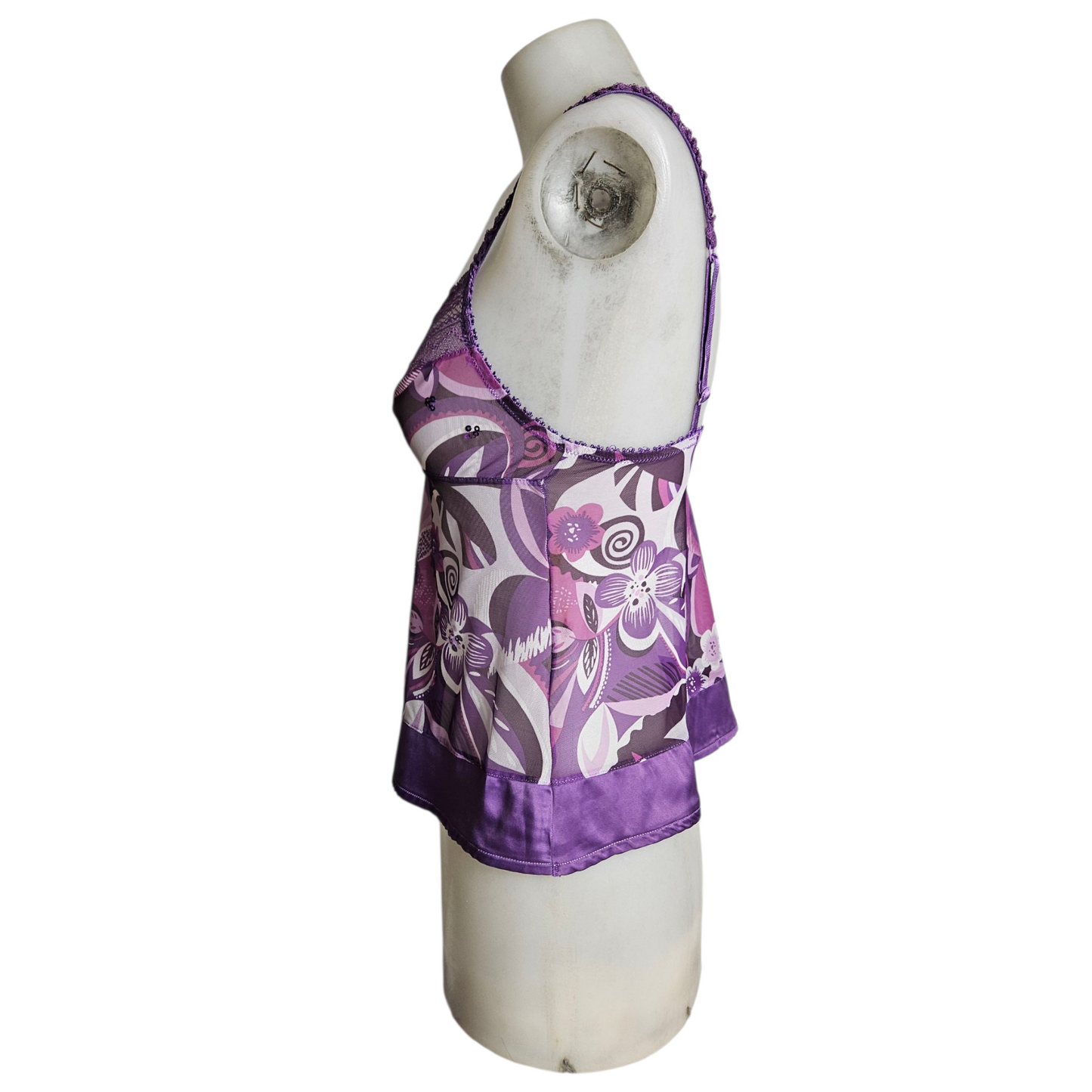 Haut en voile fleuri détails satinés