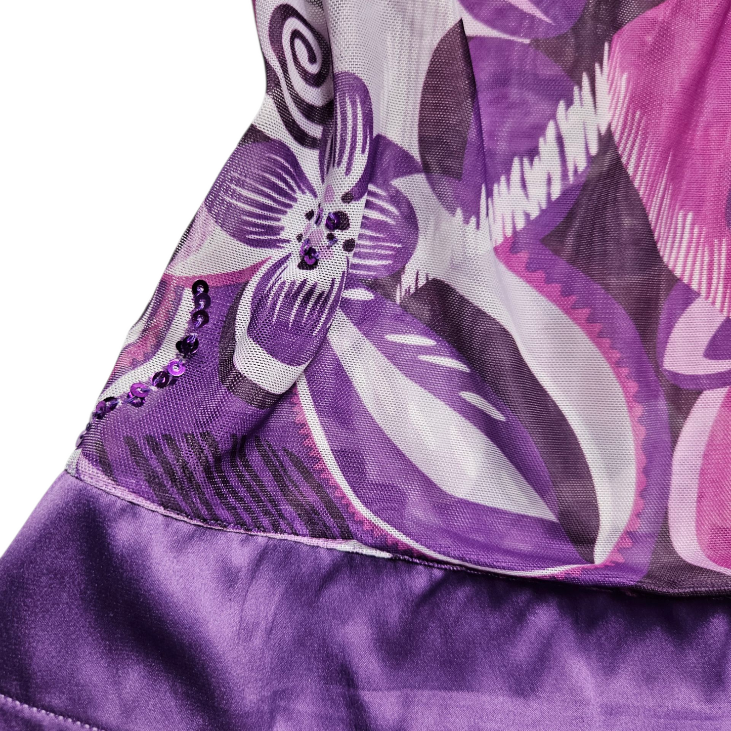 Haut en voile fleuri détails satinés