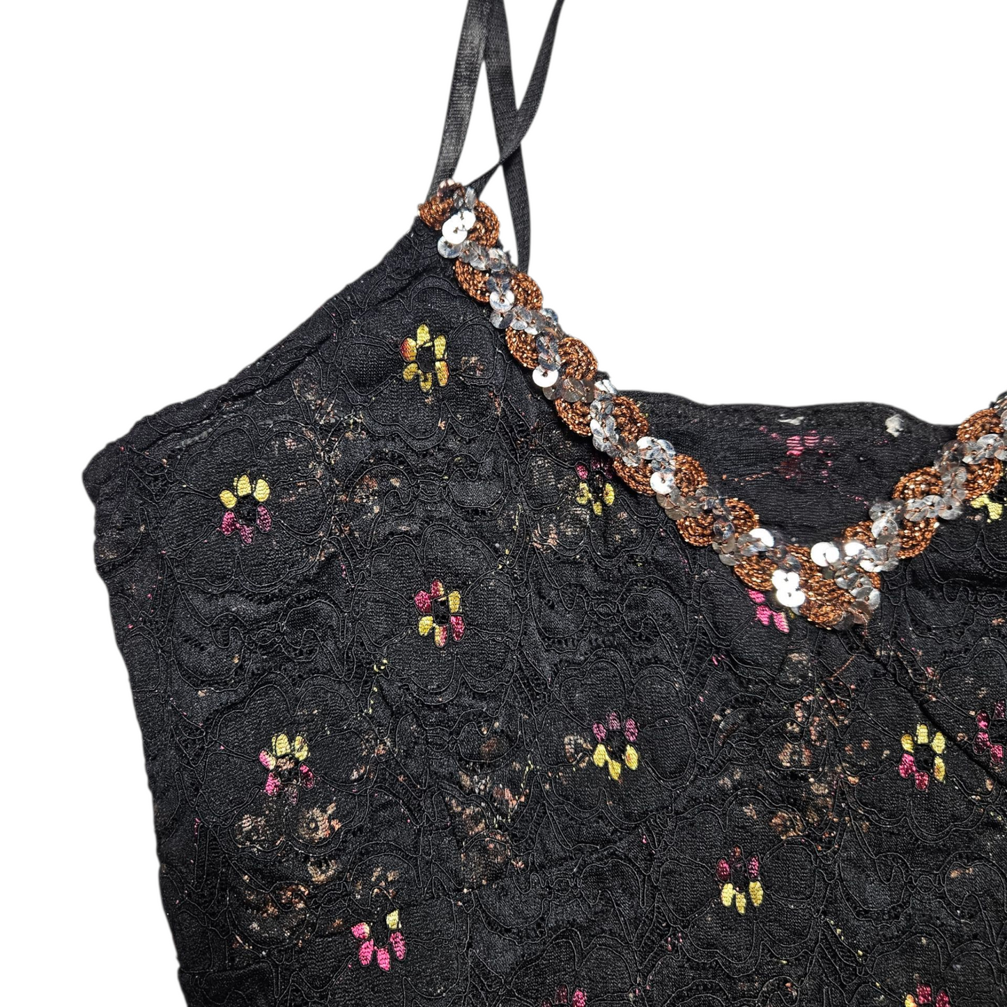 Débardeur en dentelle brodé de sequins
