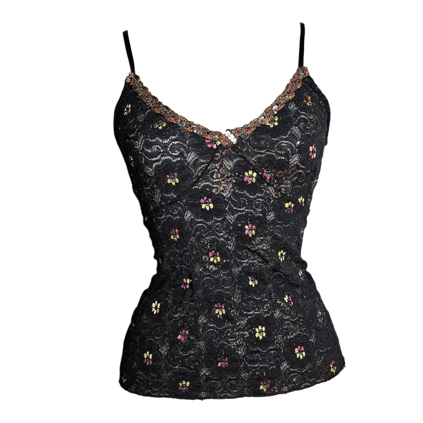 Débardeur en dentelle brodé de sequins