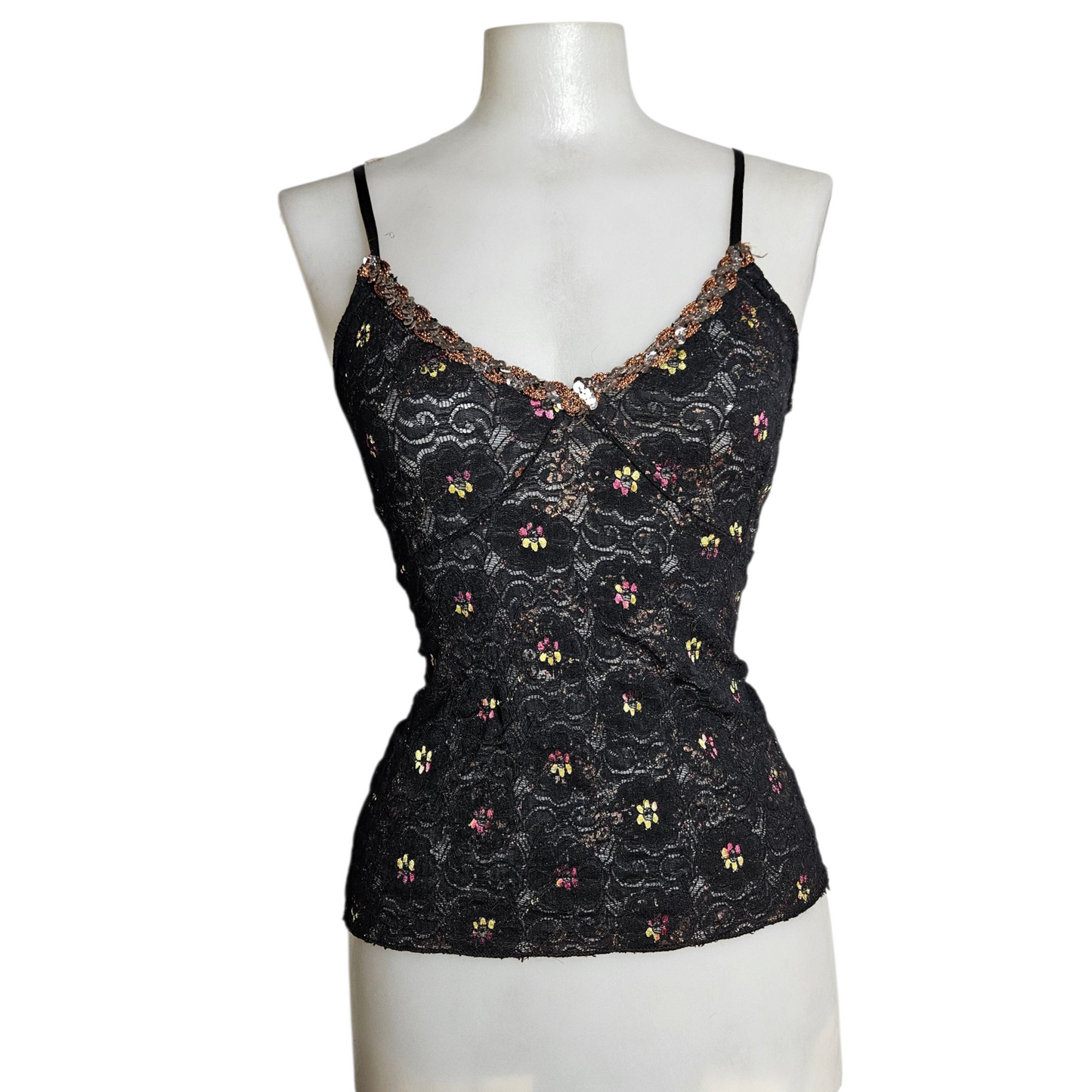 Débardeur en dentelle brodé de sequins