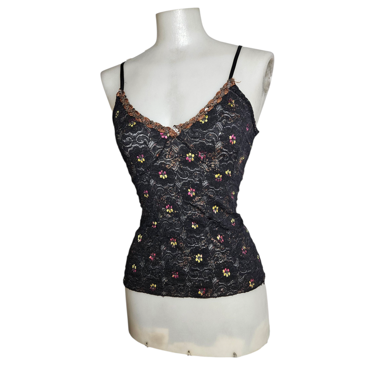 Débardeur en dentelle brodé de sequins