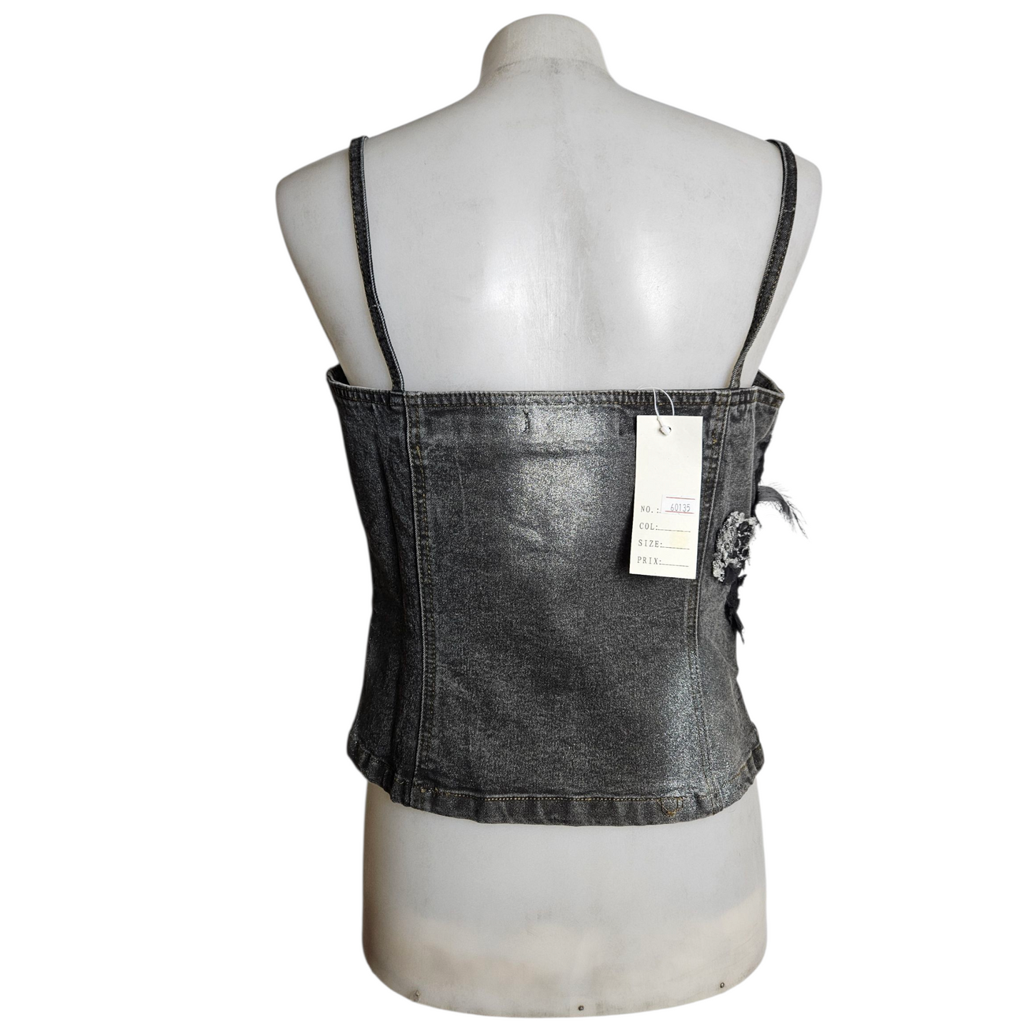 Haut en denim brodé