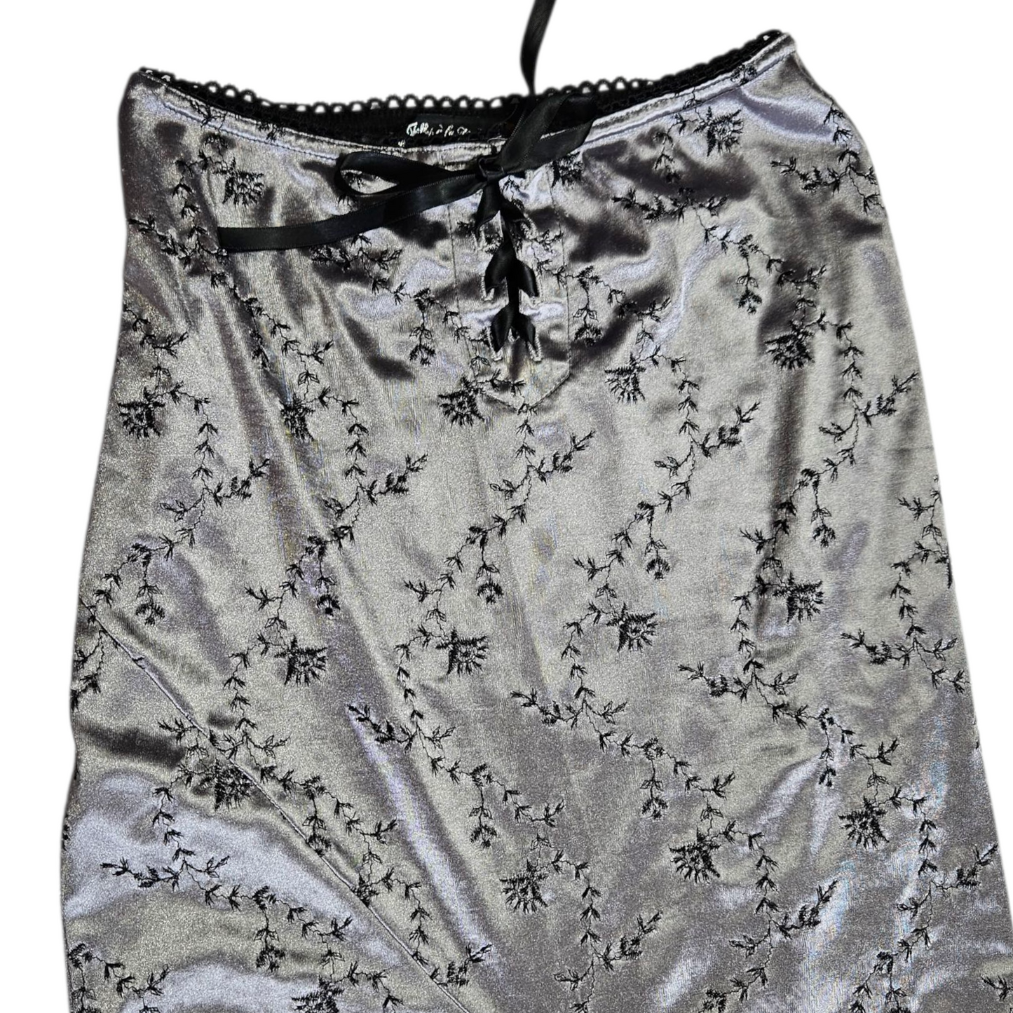 Jupe irisée motifs floral noir