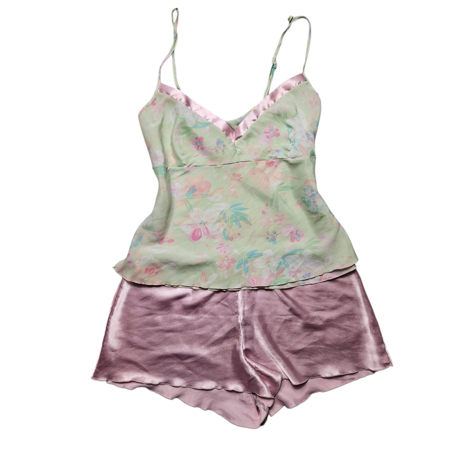 Ensemble haut en voile et short satiné