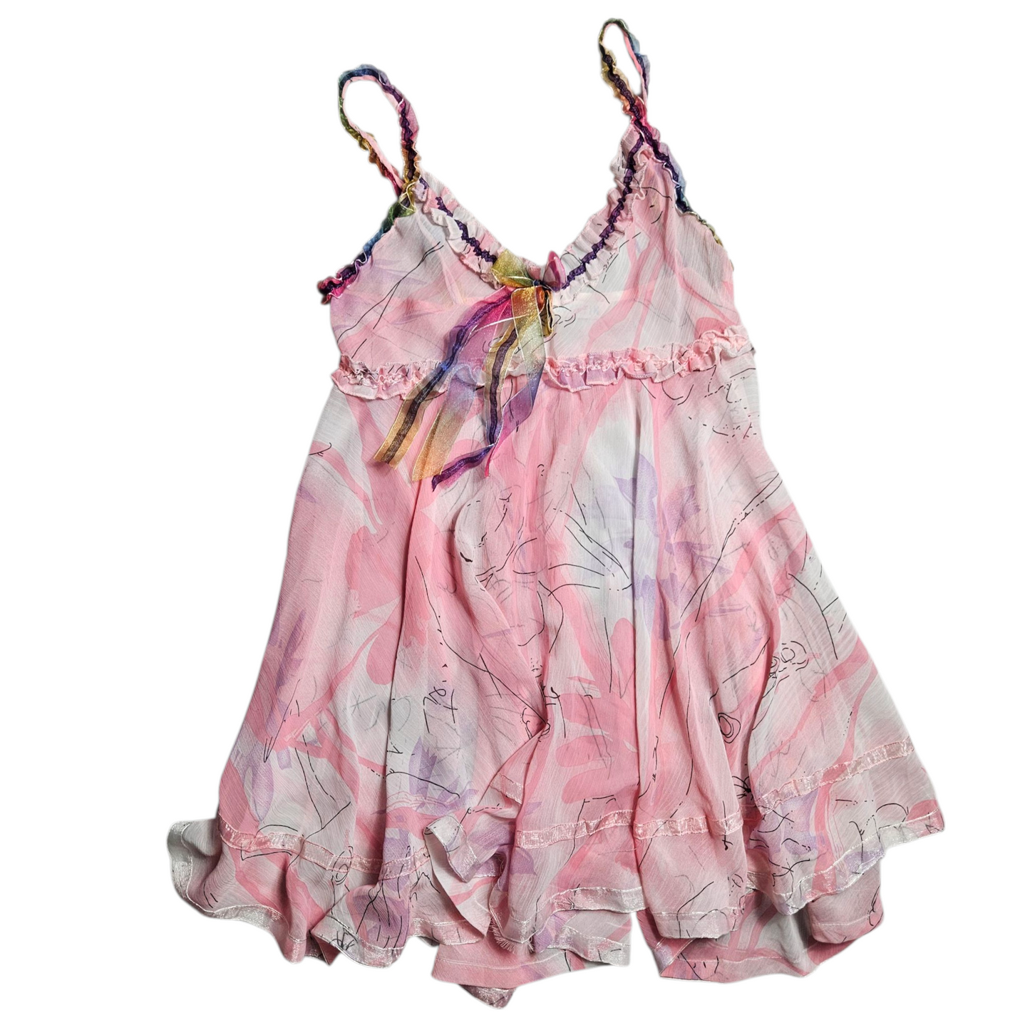 Robe babydoll transparente en voile rose