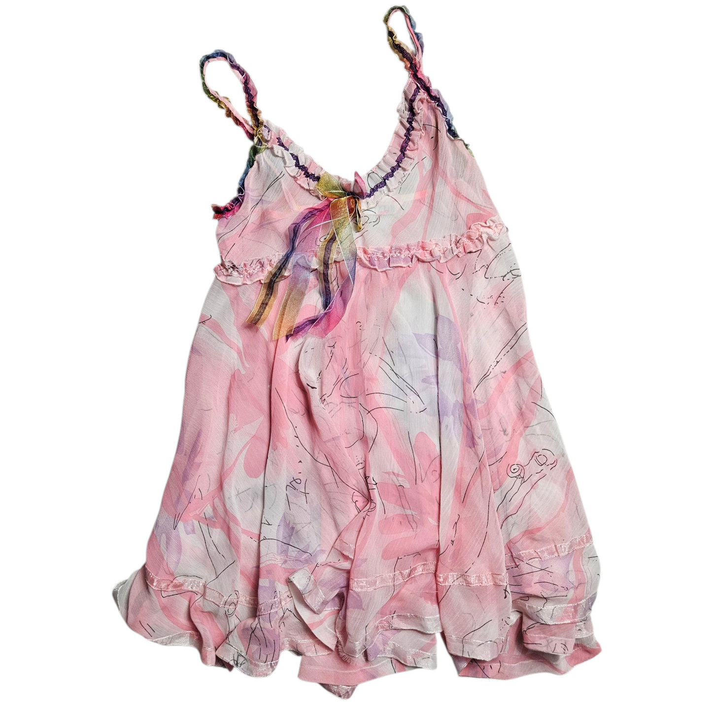 Robe babydoll transparente en voile rose