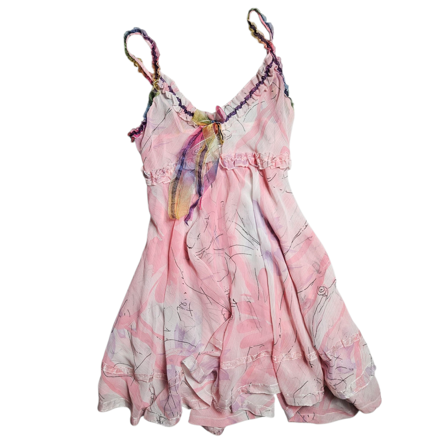 Robe babydoll transparente en voile rose