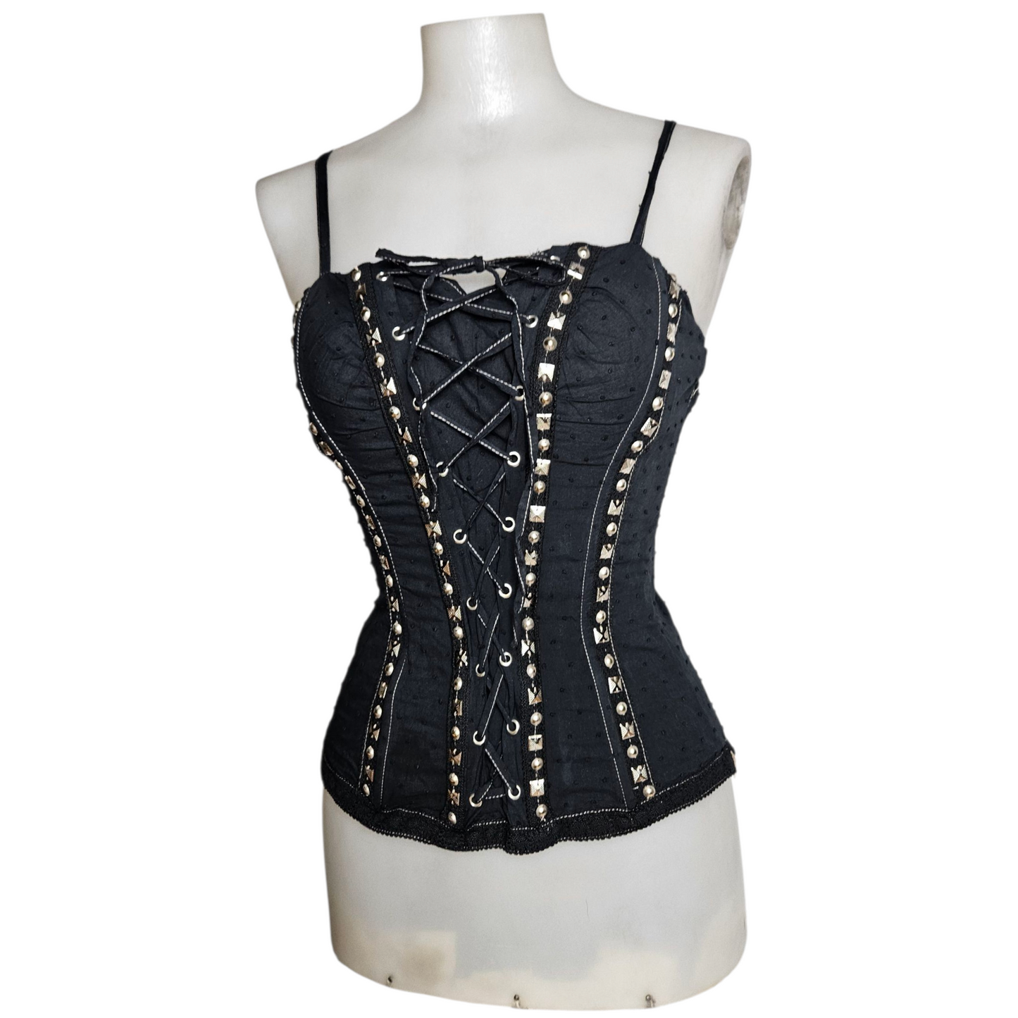 Haut esprit corset details clous plats