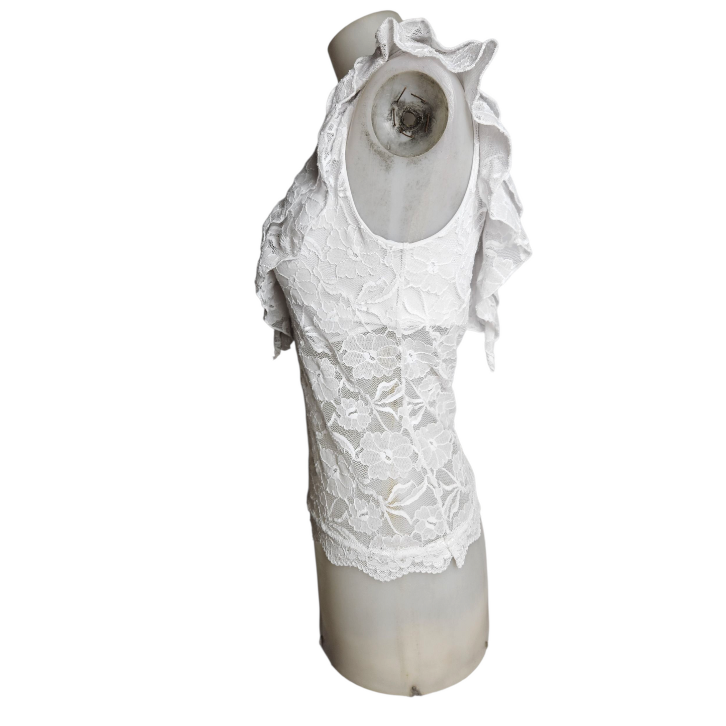 Haut en dentelle blanche à volants