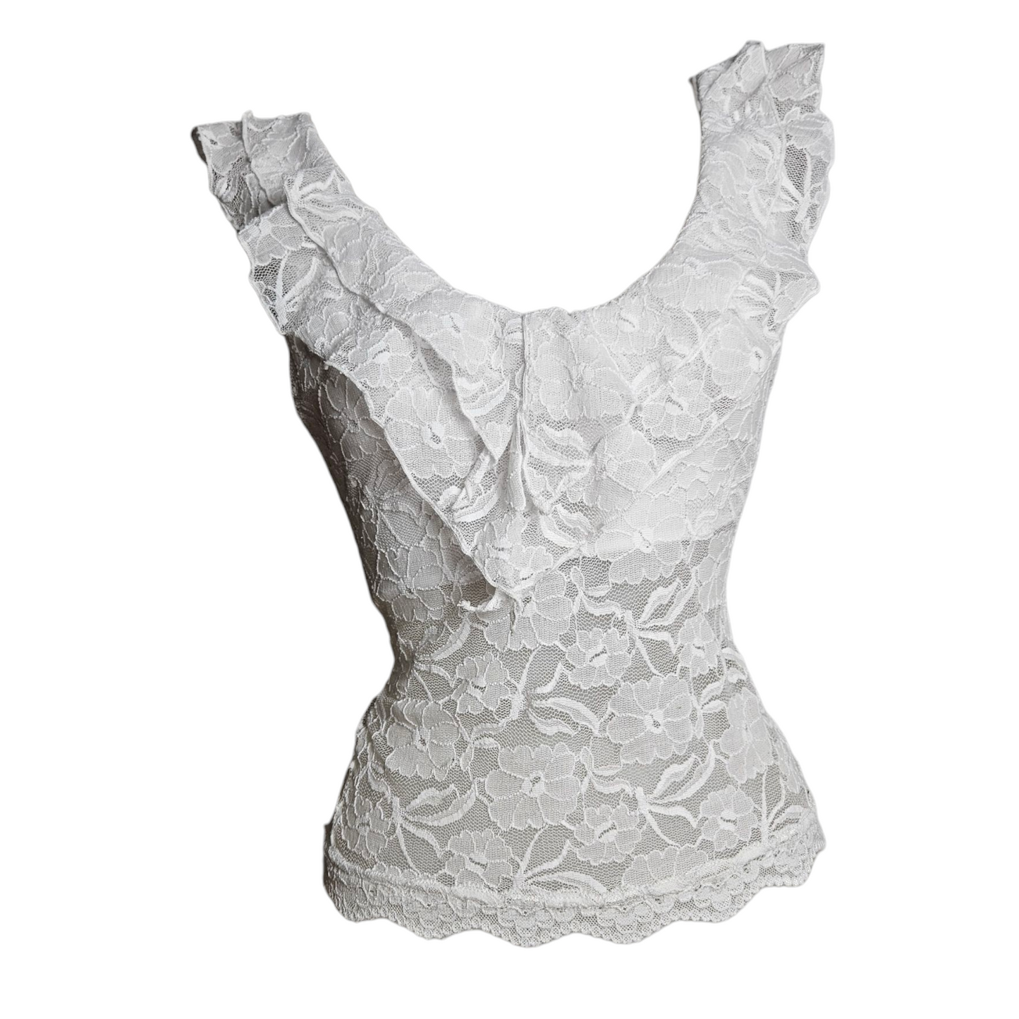 Haut en dentelle blanche à volants