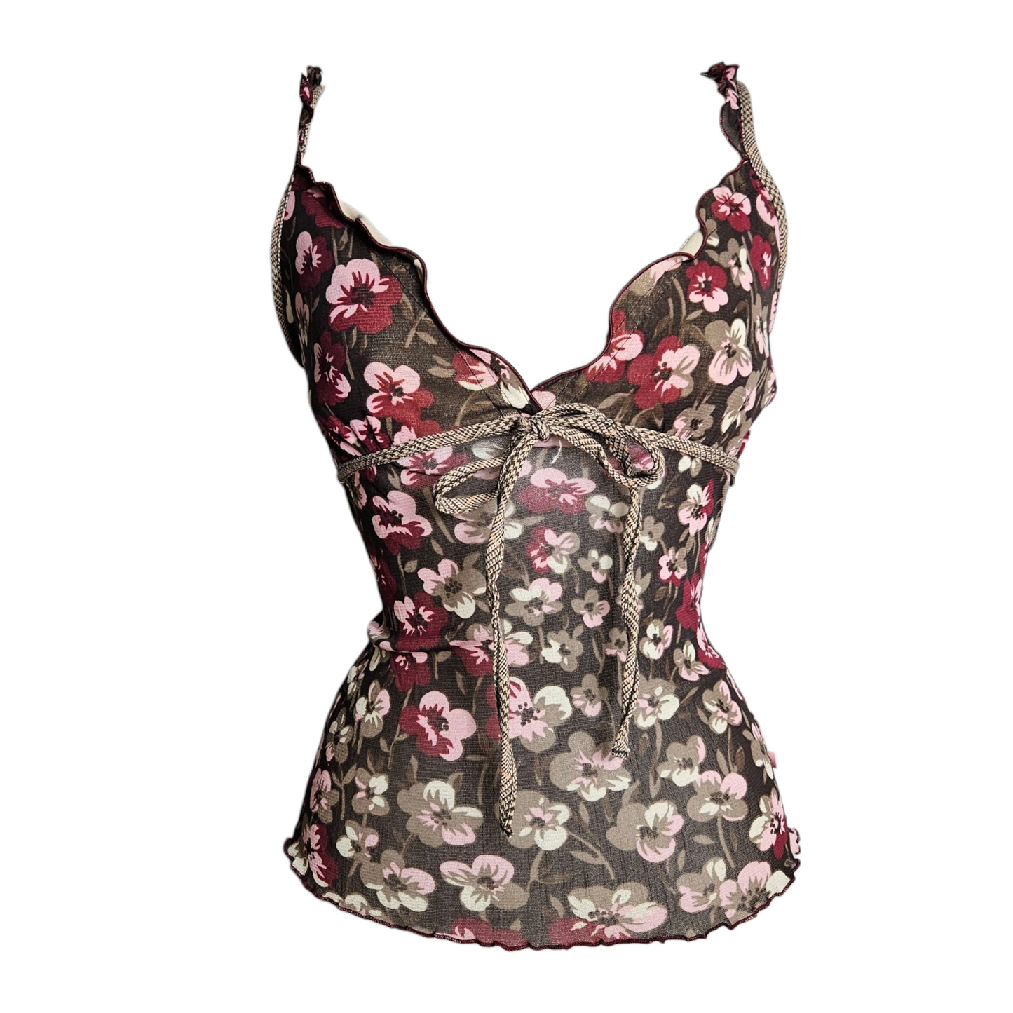 Haut en voile motif floral