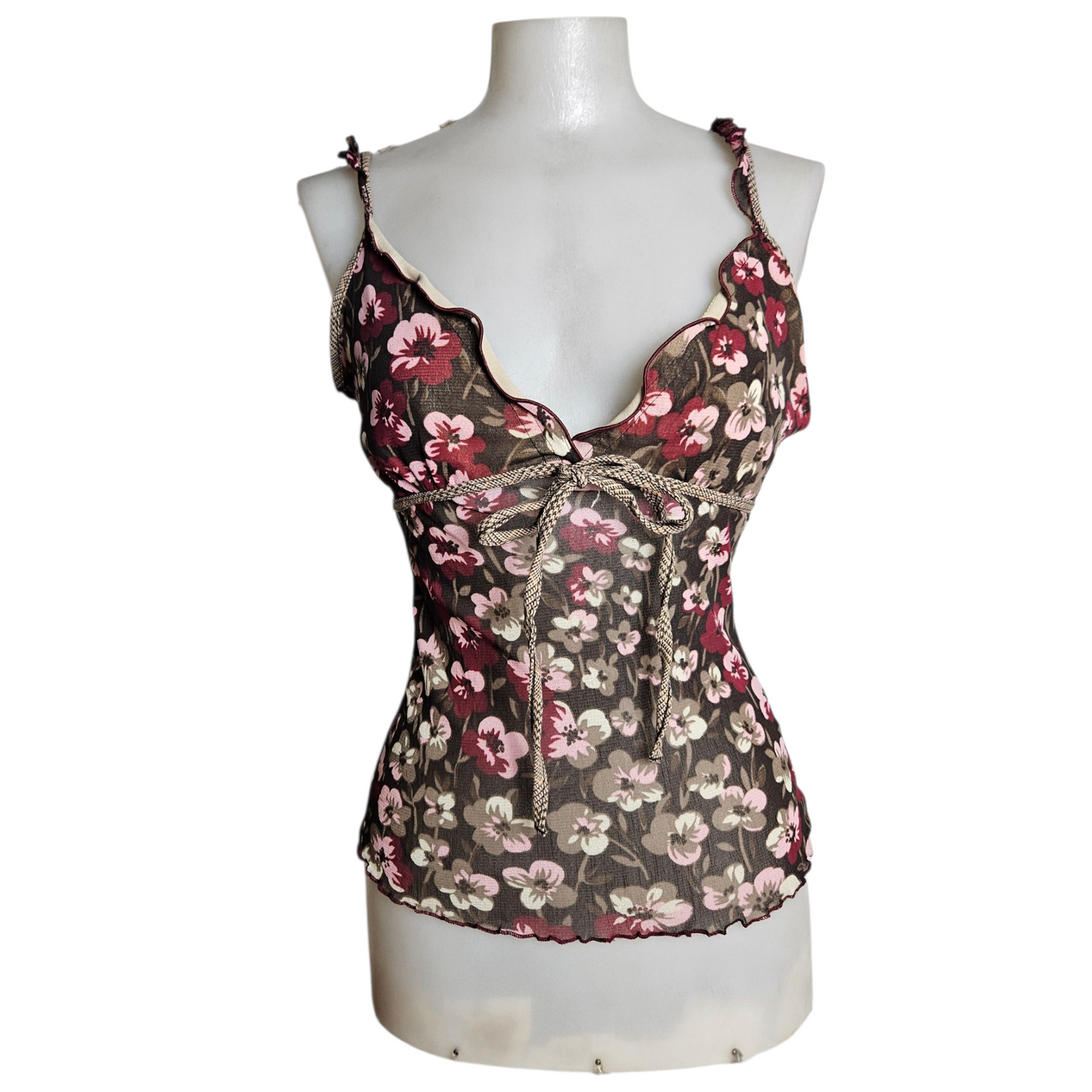 Haut en voile motif floral