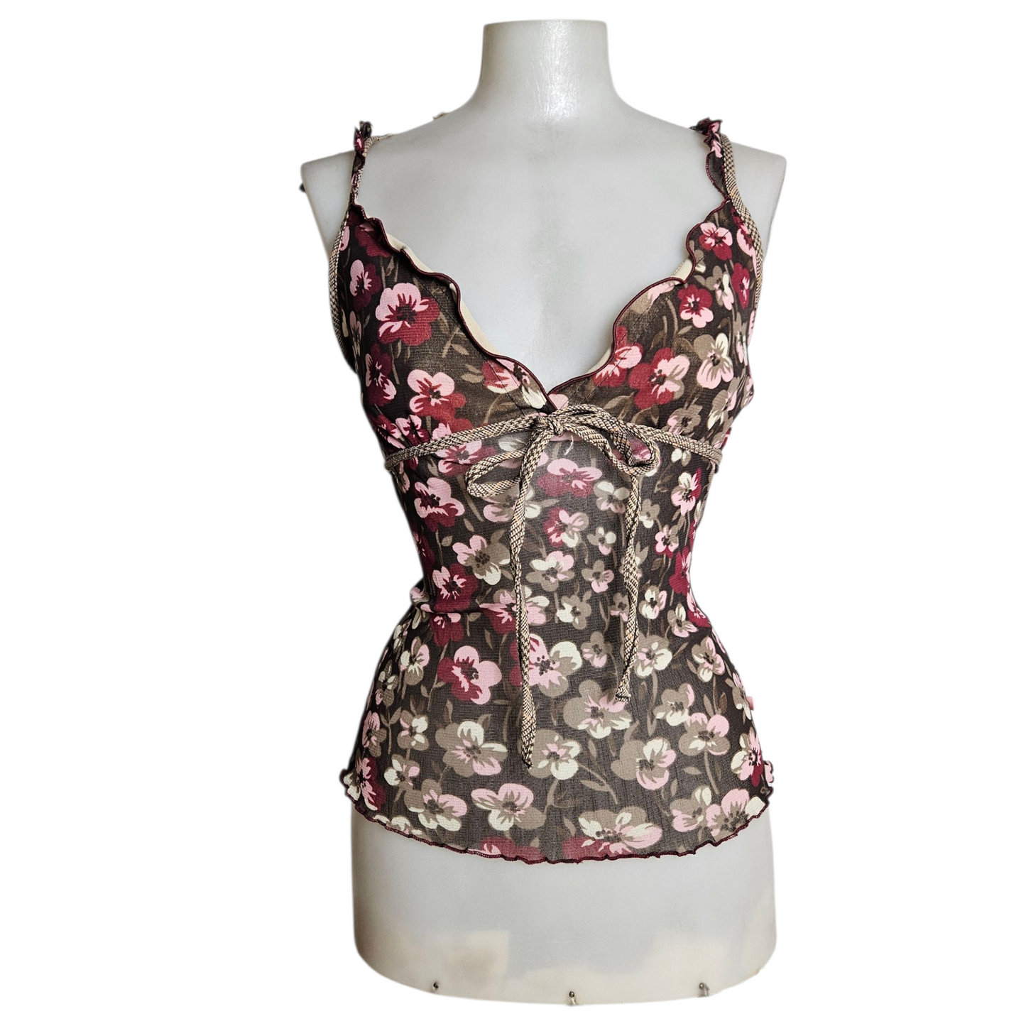 Haut en voile motif floral